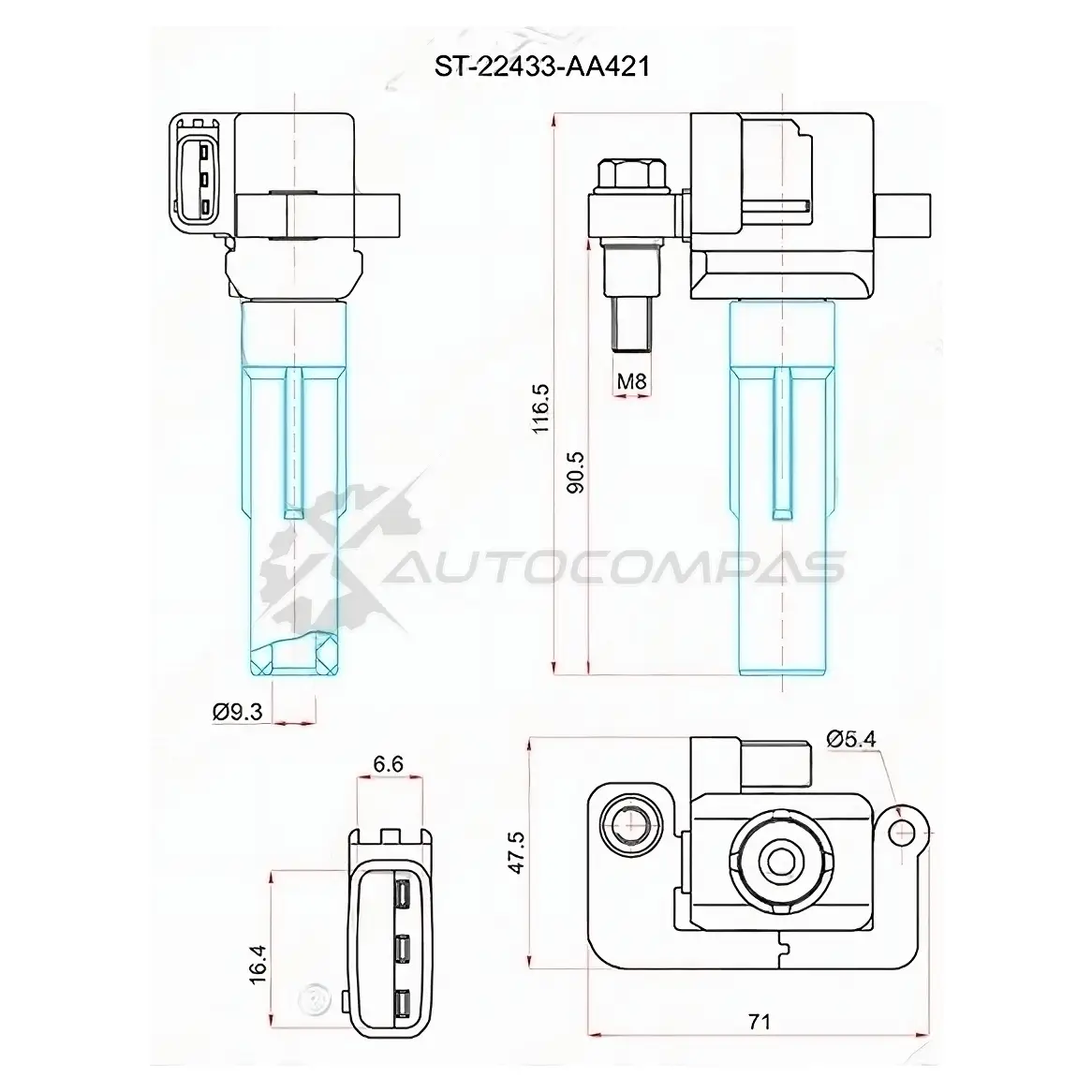 Катушка зажигания SUBARU FORESTER SF/SG/SH EJ20 97 SAT VKP4N VR 1440536492 ST22433AA421 изображение 0
