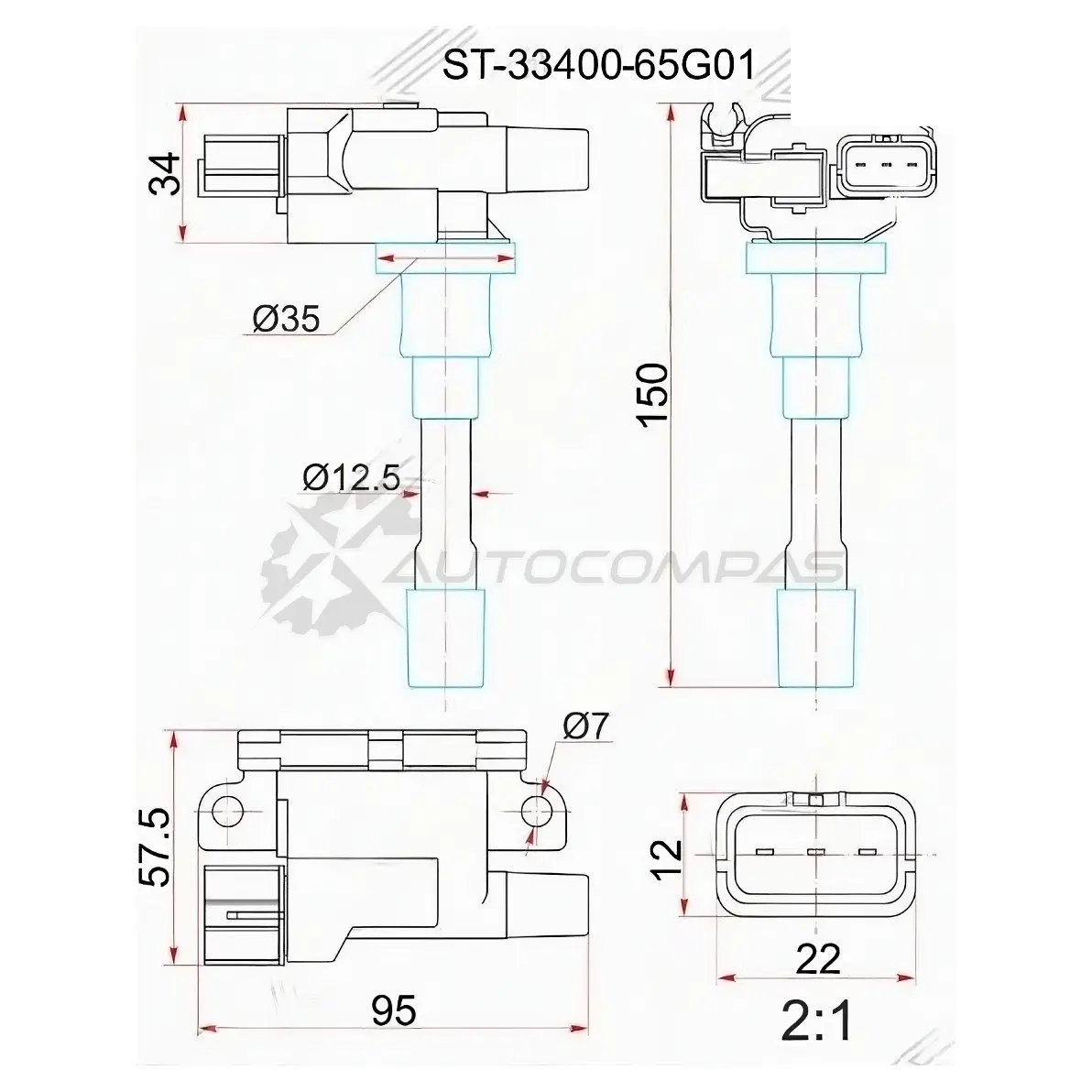 Катушка зажигания SUZUKI GRAND VITARA/ESCUDO 06-AERIO/SWIFT III 04-/SX4 06- M13A/M15A/M16A/M18A SAT 1422800686 T YHIC ST3340065G01