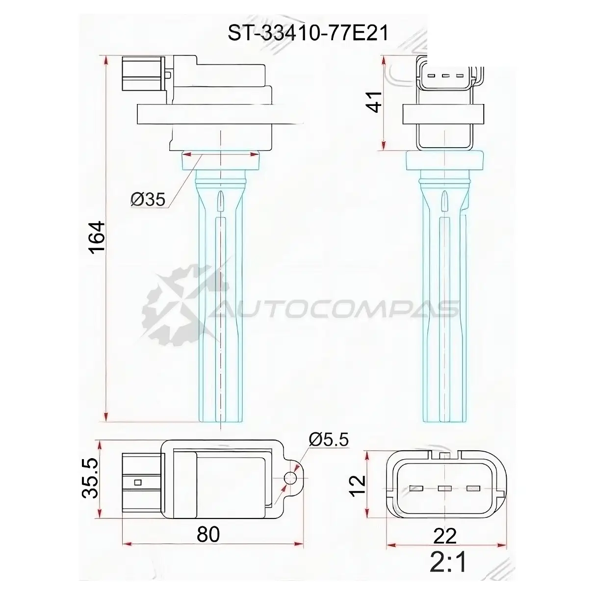 Катушка зажигания SUZUKI J20A/H20A/H25A/H27A GRAND VITARA 98-/VITARA 95 SAT ST3341077E21 SVG E1D 1422821015 изображение 0