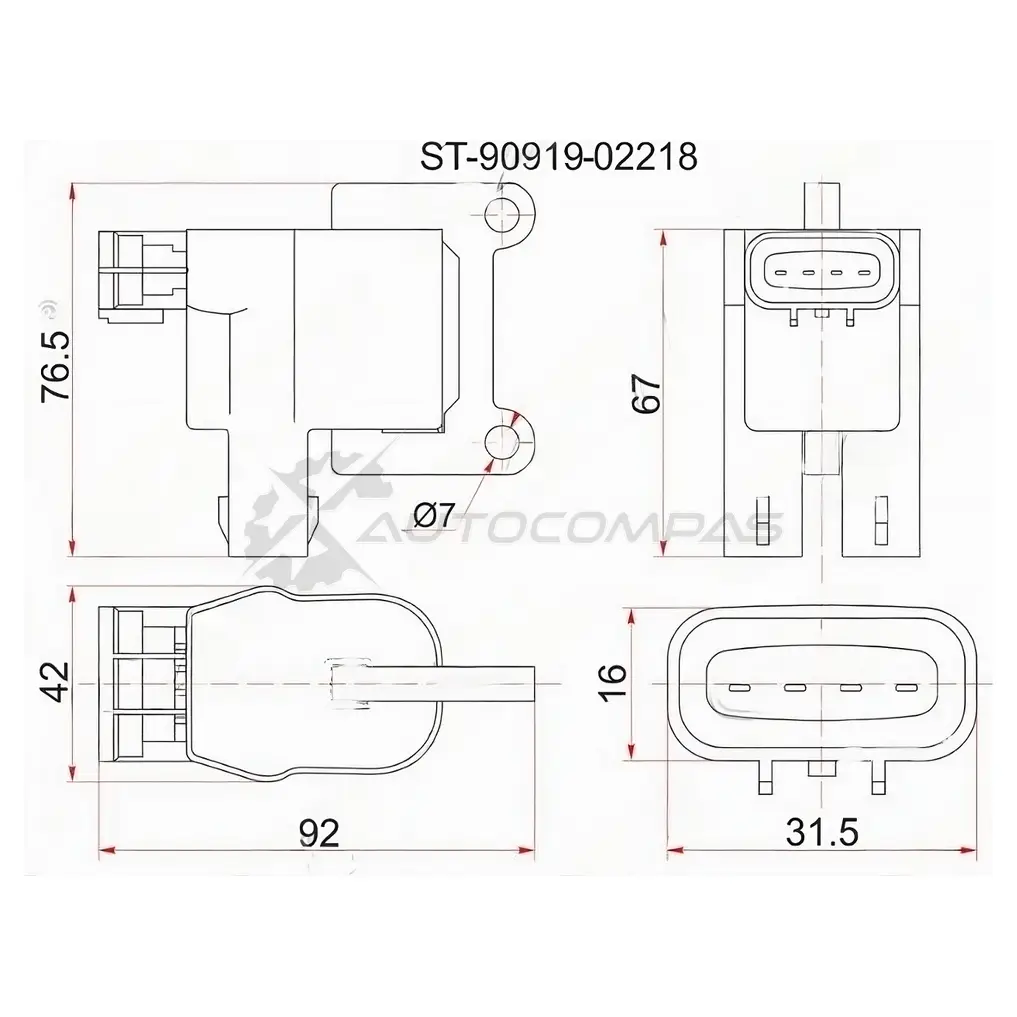 Катушка зажигания Toyota 3S/5S-FE (№2) 96- ST19/ST21/SV4/SV55/SXV2/SXM1/SXN1/SXU1 1ZZ ZZV50 SAT 8NW0T Z1 ST9091902218 1422824850 изображение 0