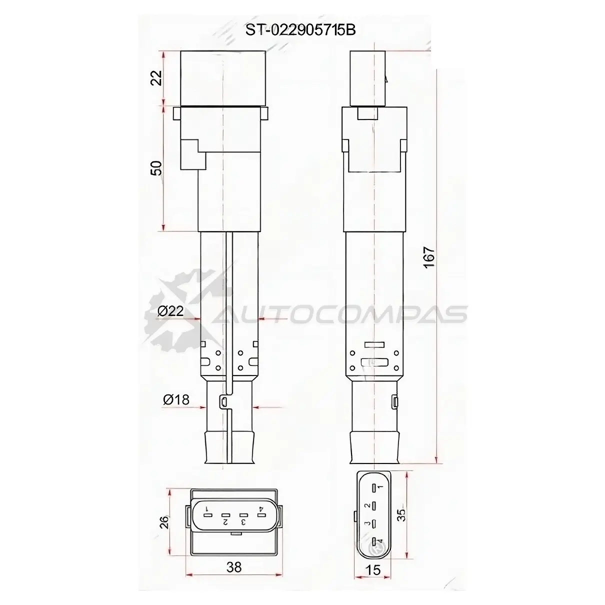 Катушка зажигания VAG A3/Q7/TT/SUPEB II/GOLF V/PASSAT VI/VII/TOUAREG/CAYENNE SAT ST022905715B 1422819425 M DG49
