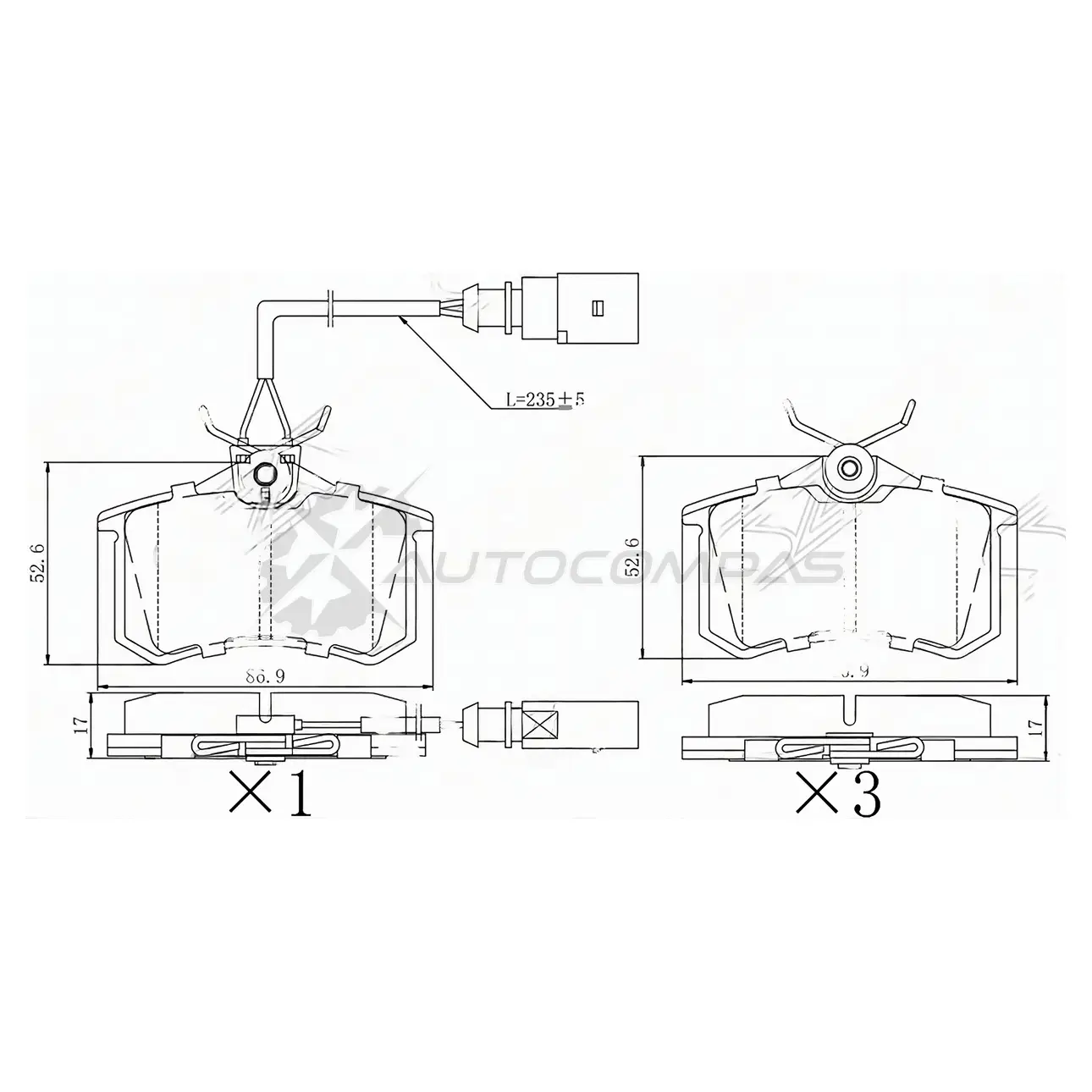 Тормозные колодки задние SKODA OCTAVIA 12-/ VW TRANSPORTER 90-03 (с датчиком) SAT ST280073 1440987339 KXVP J1 изображение 0