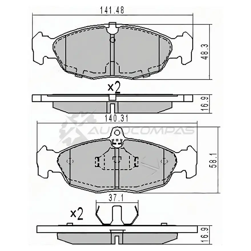 Тормозные колодки передние DAEWOO LANOS 97 SAT 1422802478 ST93192639 R0 2CEU