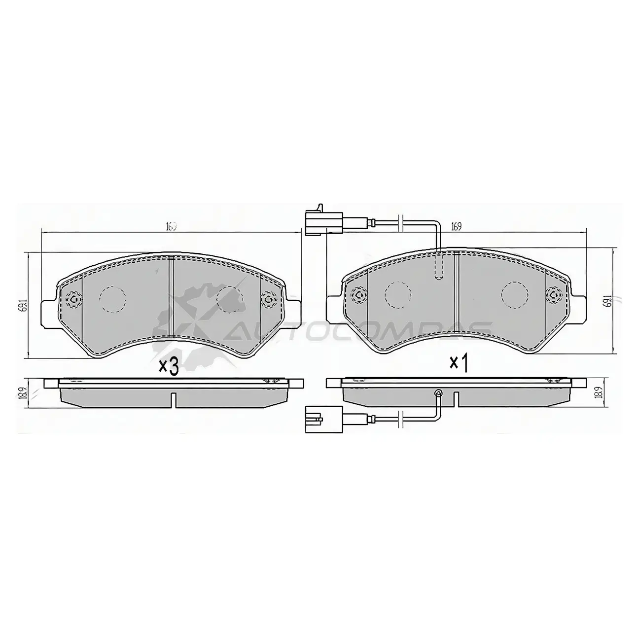 Тормозные колодки передние PEUGEOT BOXER 06- (2 датчика износа) SAT ST1612433680 HM7 6RF8 1422819278 изображение 0