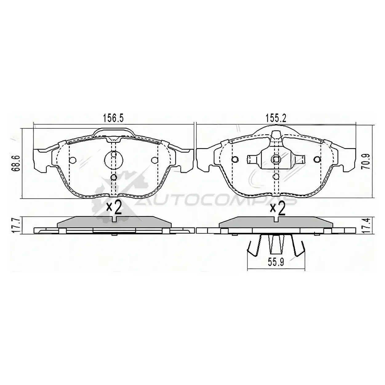 Тормозные колодки передние RENAULT CLIO 06-/MEGANE 03-09/SCENIC 00-09 SAT 1422819998 YQ0F WN ST7701206747