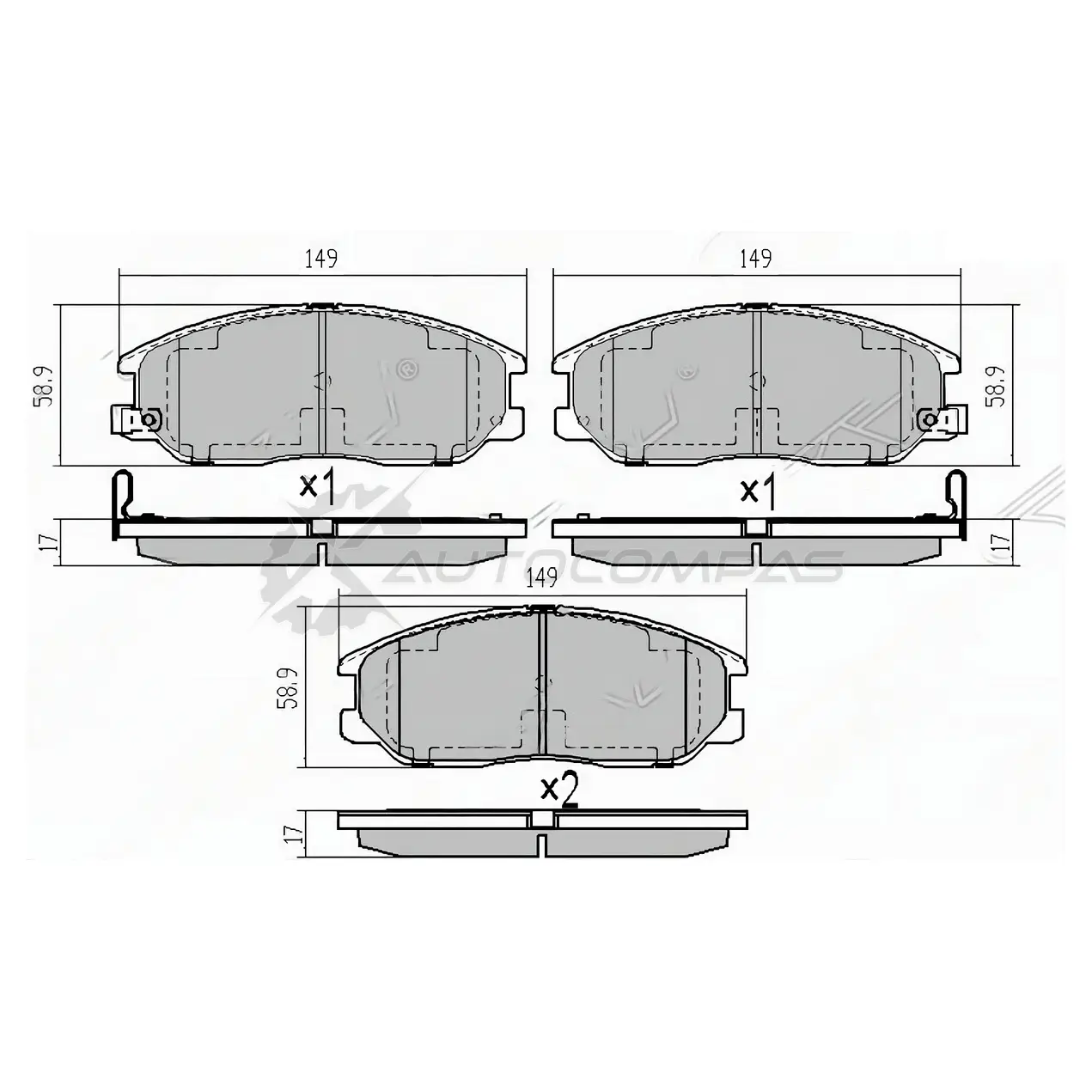 Тормозные колодки передние SSANGYONG ACTYON 05-11/ KYRON 05-/ REXTON 01 SAT ST48130090A2 1422807088 YWI 50