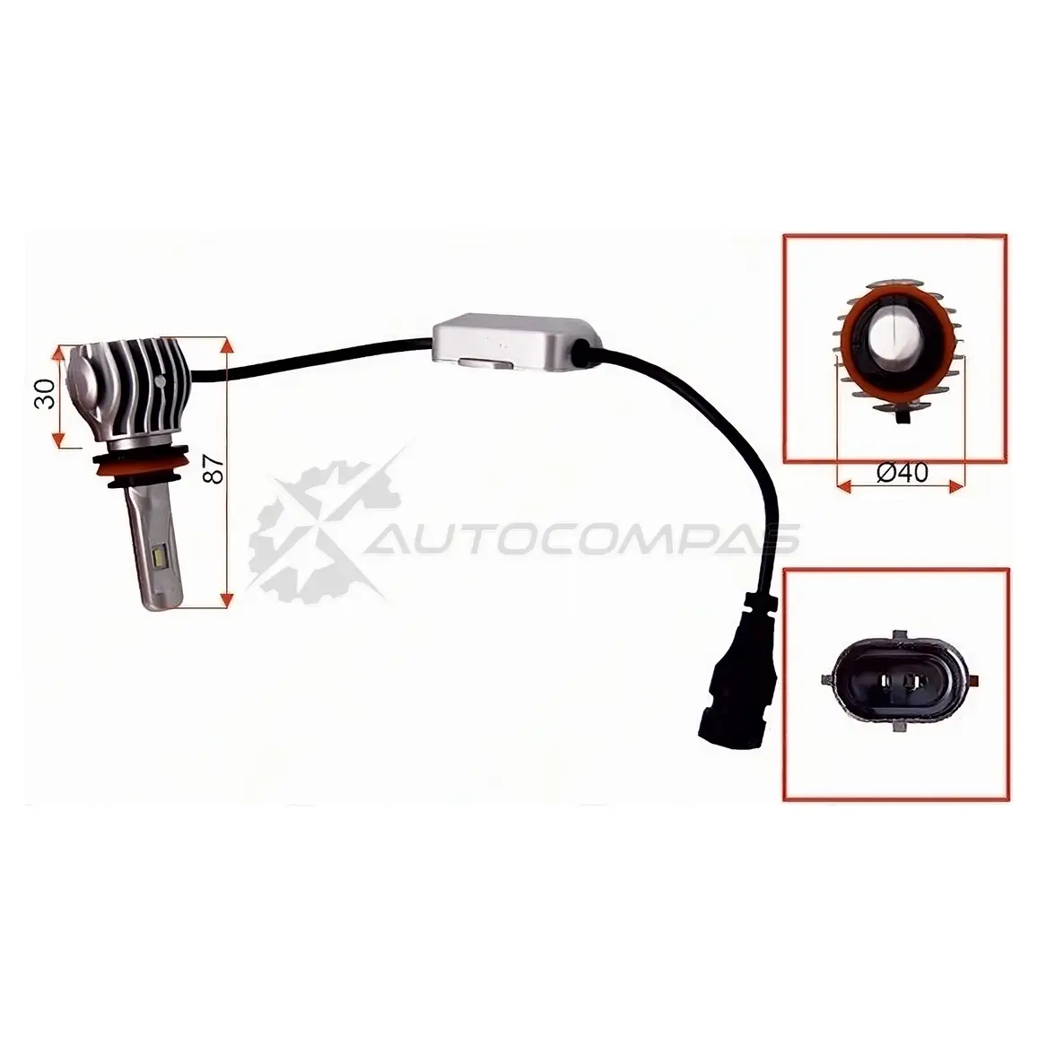 Комплект светодиодных ламп HB4(9006) 20W/1800LM Canbus LED SAT ST1750079 1440987469 K4JAN 5U