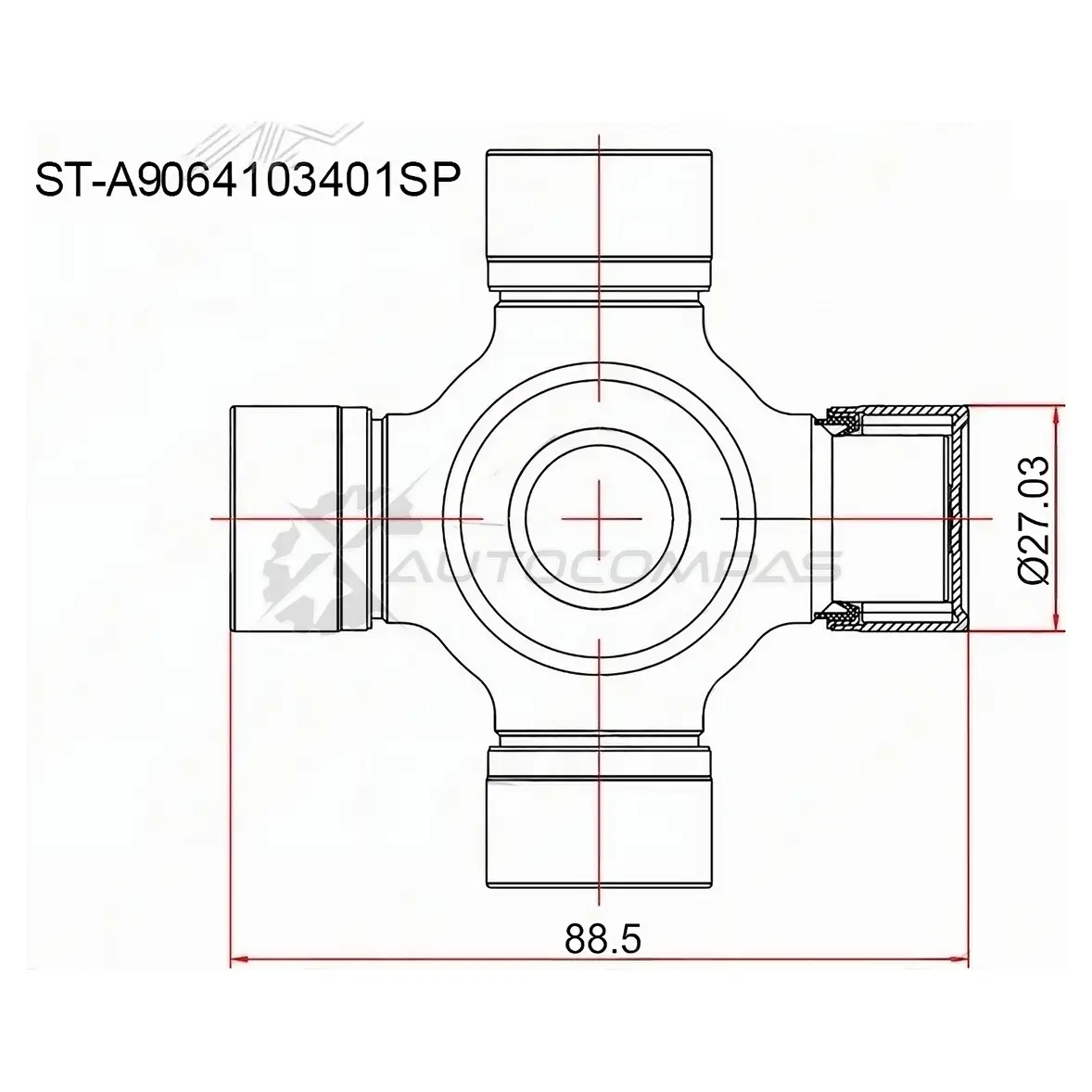 Крестовина карданного вала MERCEDES SPRINTER 05-13/VOLKSWAGEN CRAFTER 06 SAT S5XJE 4 STA9064103401SP 1439735414
