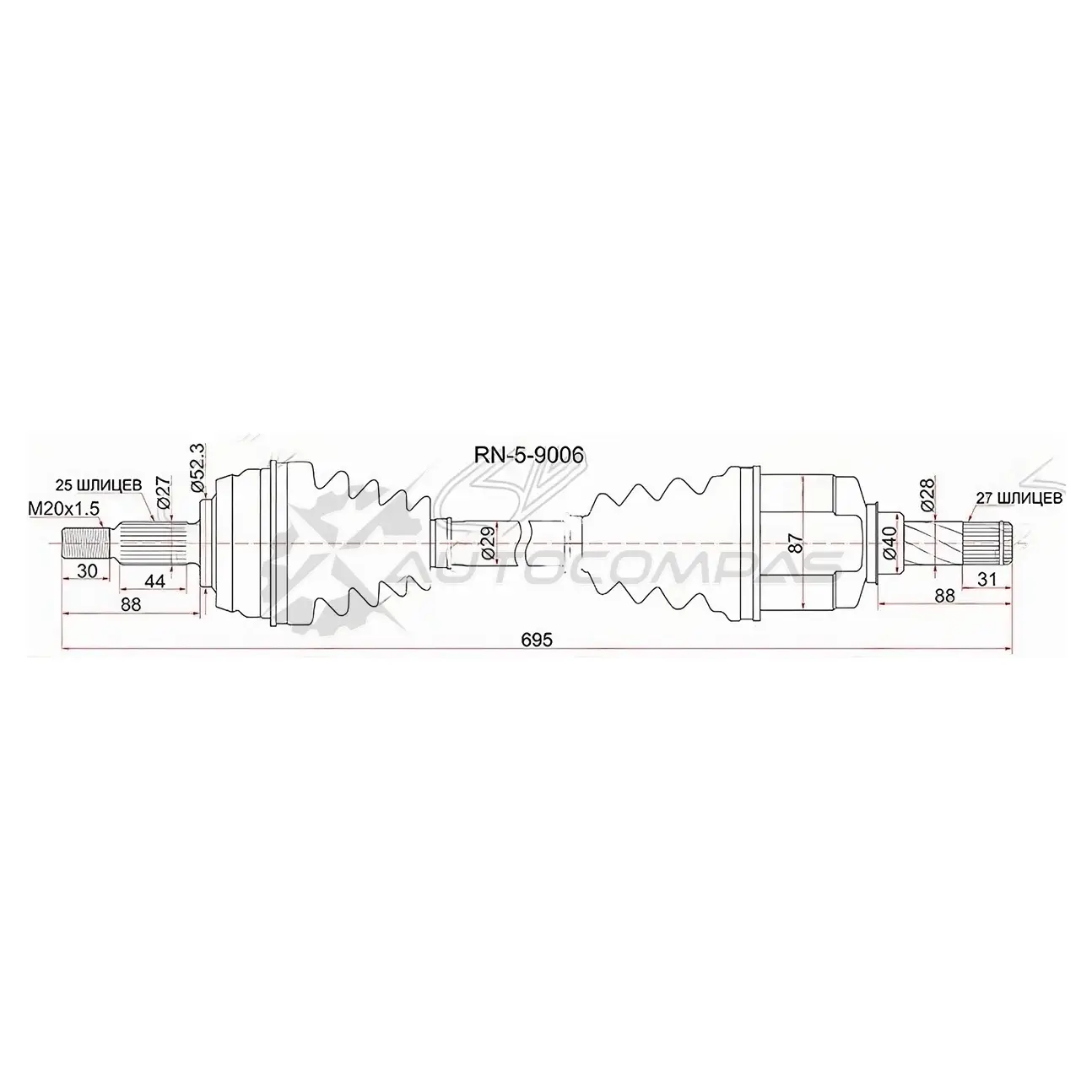 Привод в сборе передний слева RENAULT DUSTER 10- 1.6 бензин 2WD JR5 МКПП SAT M UJY1WR RN59006 1422820049 изображение 0