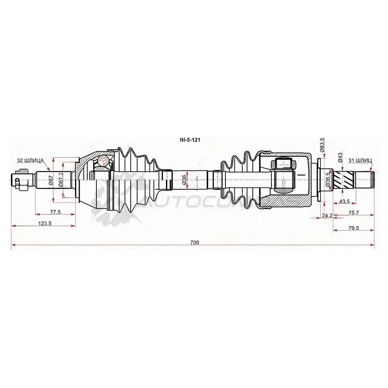 Привод в сборе передний NISSAN PATROLY62 SAT 1422818215 NI5121 FY206 9 изображение 0