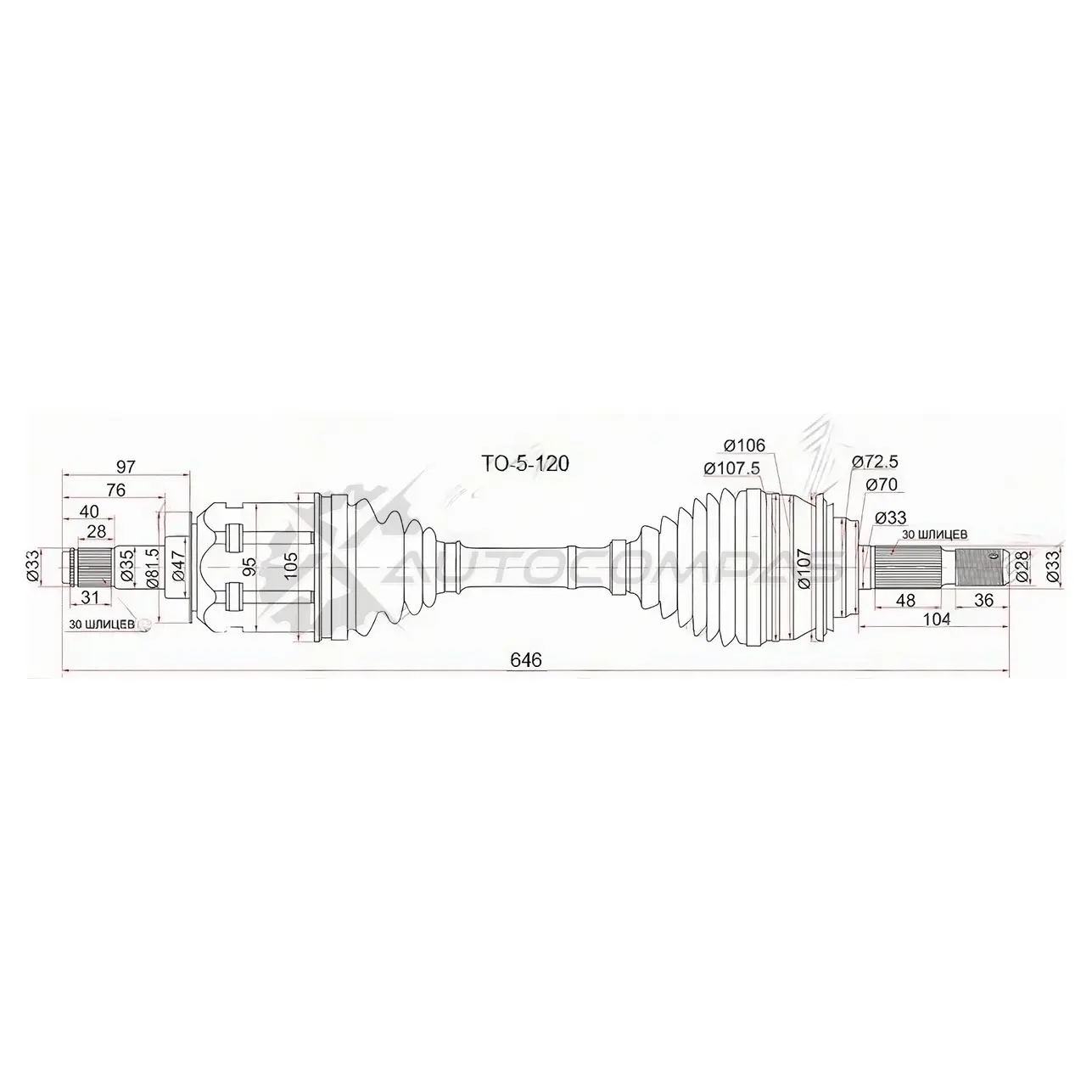 Привод в сборе передний Toyota LAND CRUISER PRADO 120/150 02-/LEXUS GX470 02-09/GX460 10 SAT TO5120 1422823839 N8DU K35 изображение 0