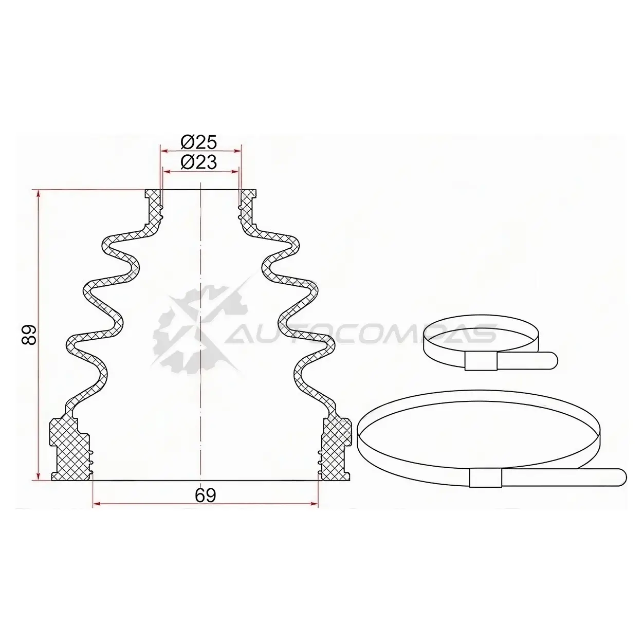 Пыльник шрус внутренний NISSAN TEANA J31/J32R/X-TRAIL T30/SYLPHY G10 (2 хомута. резина) SAT C1673T 1422818676 F PK0Q