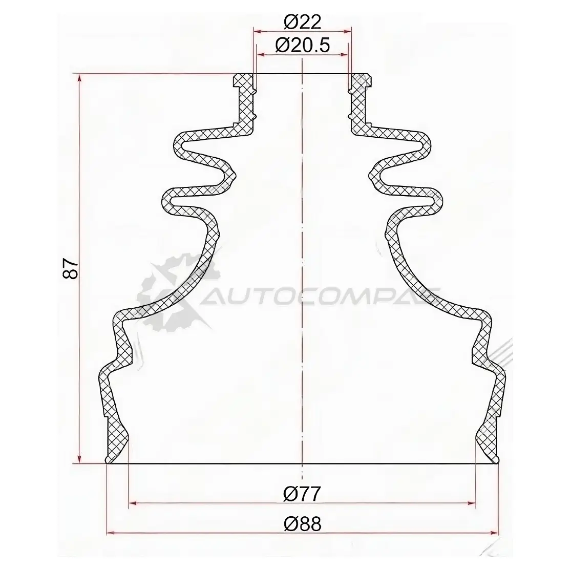 Пыльник шрус внутренний SKODA OCTAVIA I 96-10/PASSAT B5 97-05 (2 хомута. резина) SAT C1226 8QXD P 1440546108 изображение 0