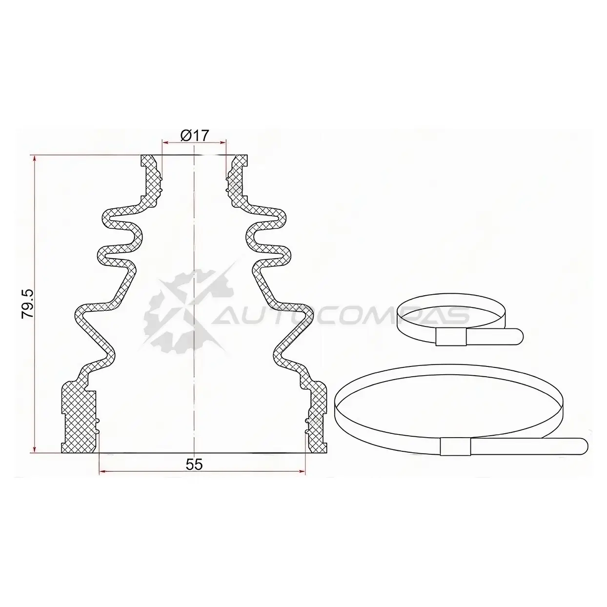 Пыльник шрус внутренний Toyota VITZ/YARIS 1KRFE KSP90 05- (2 хомута. резина) SAT C1734T 1422831453 UY 00Y изображение 0