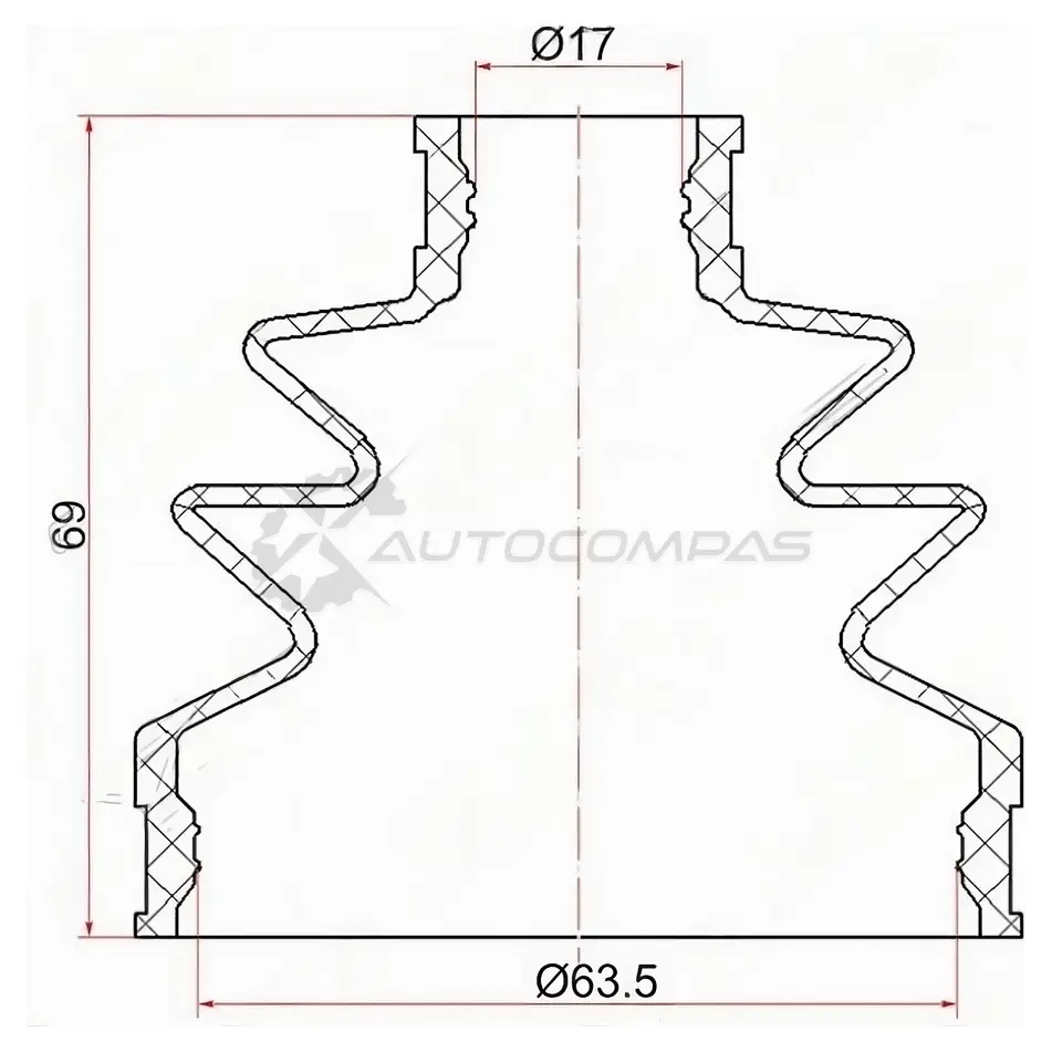 Пыльник шруса NISSAN Qashqai J10 06-13, J11 13-/X-Trail T30,T31 07- (2 хомута. резина) SAT 3OBG R C1716 1422818348 изображение 0