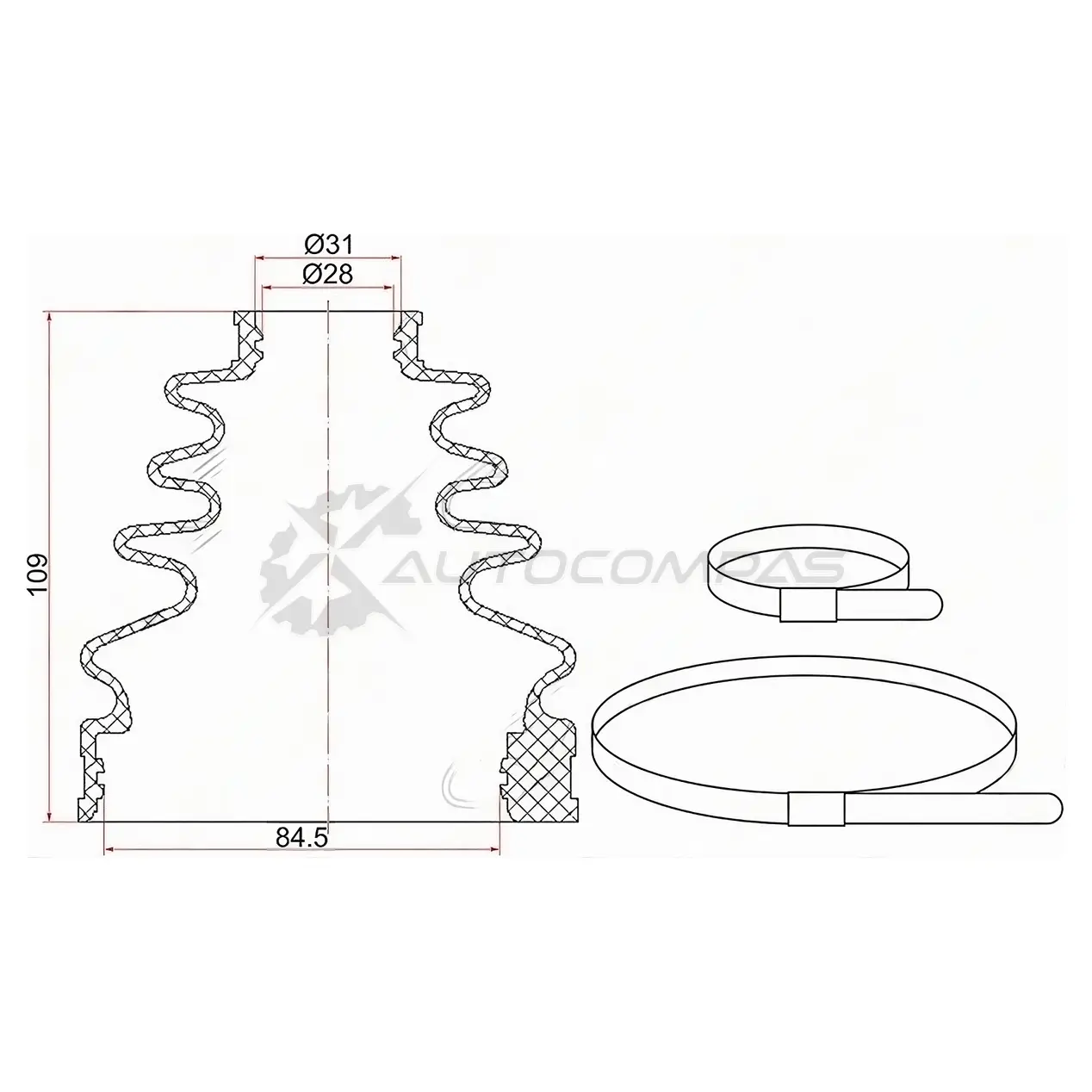 Пыльник шруса внутренний Toyota LAND CRUISER PRADO/4RUNNER 96- 1KDFTV/5VZFE/3RZFE (2 хомута резина) SAT 1422829820 C1536T 6 RXNZ