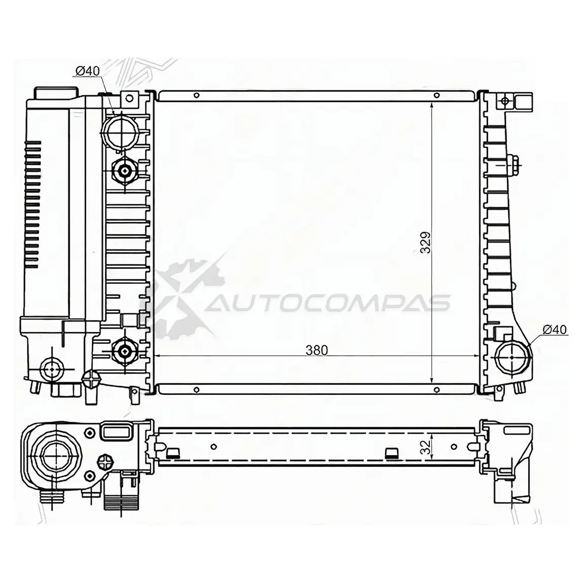 Радиатор BMW 3-SERIES E30 1.6/1.8 82-90 SAT 1422798224 BW0009 Y HYER изображение 0