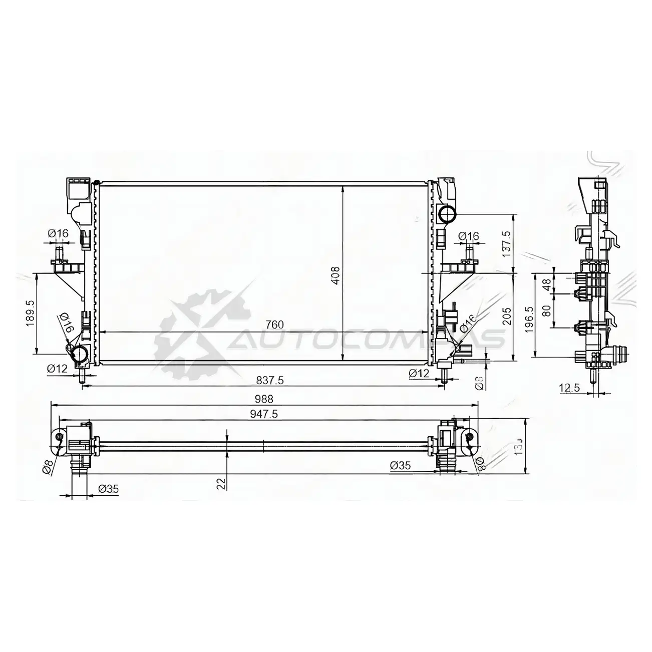 Радиатор FIAT DUCATO/PEUGEOT BOXER/CITROEN JUMPER 14 SAT PG000914 1440514282 1T 10S изображение 0