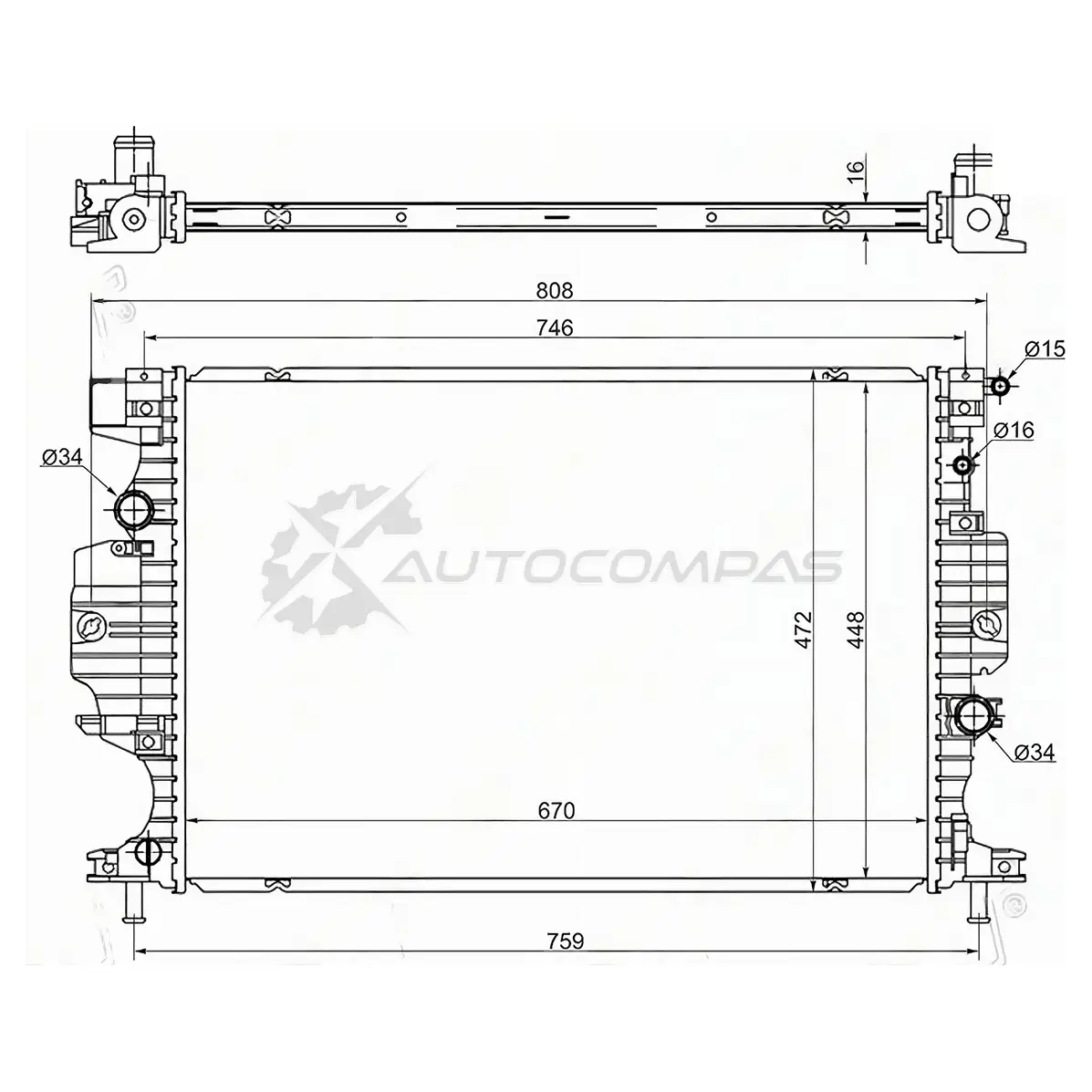 Радиатор FORD MONDEO 14-/GALAXY 15-/S-MAX 15- 1,5T/2,0T SAT FD0014 7LYK6 6T 1422801787 изображение 0