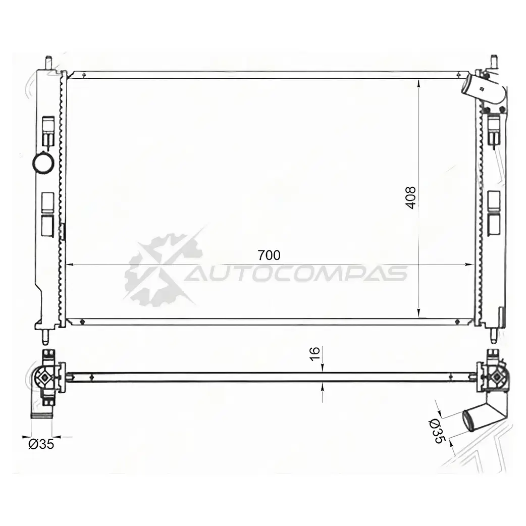 Радиатор MITSUBISHI ASX 10-16/LANCER X 07-16/OUTLANDER 12-/RVR 10- 2.0,2.4,1.8,1.6,3.0 SAT 4OR 5V 1440514343 MC008802