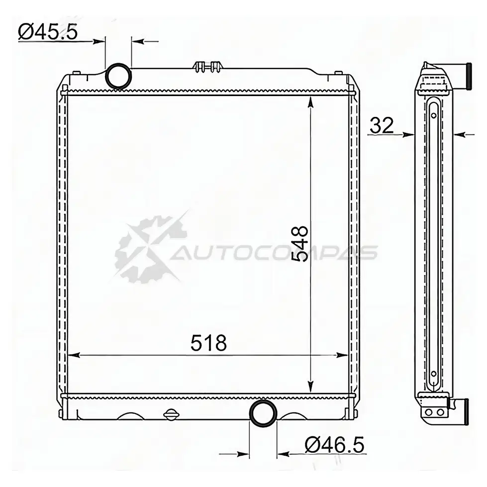 Радиатор MITSUBISHI CANTER FE6 550MM 4D33/34/35 95-96 SAT XHZ URS 1422813302 MC0015 изображение 0