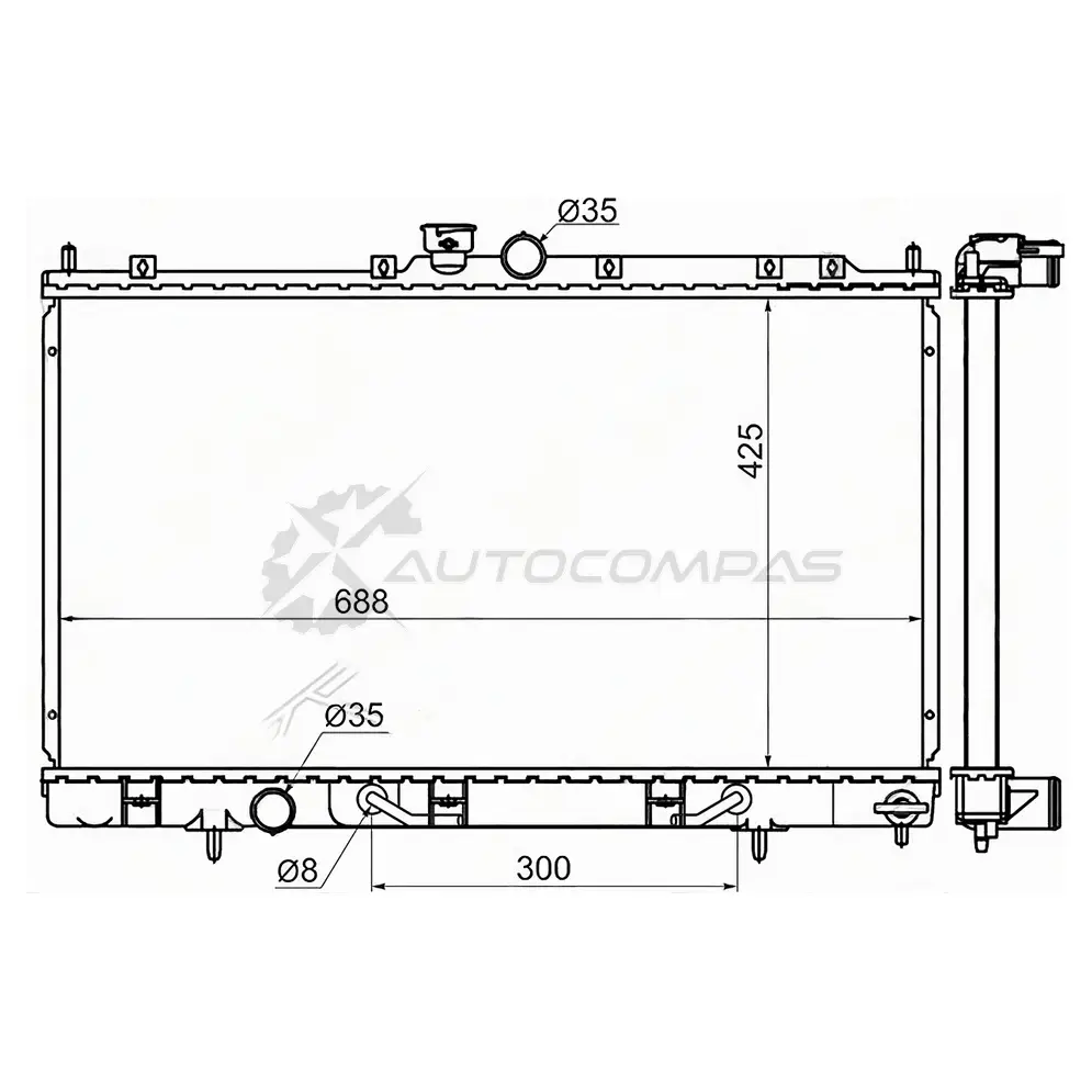 Радиатор MITSUBISHI OUTLANDER/AIRTREK 4G63T/4G93/4G94 01-06 SAT SM 6IMK 1422814296 SGMC00088 изображение 0