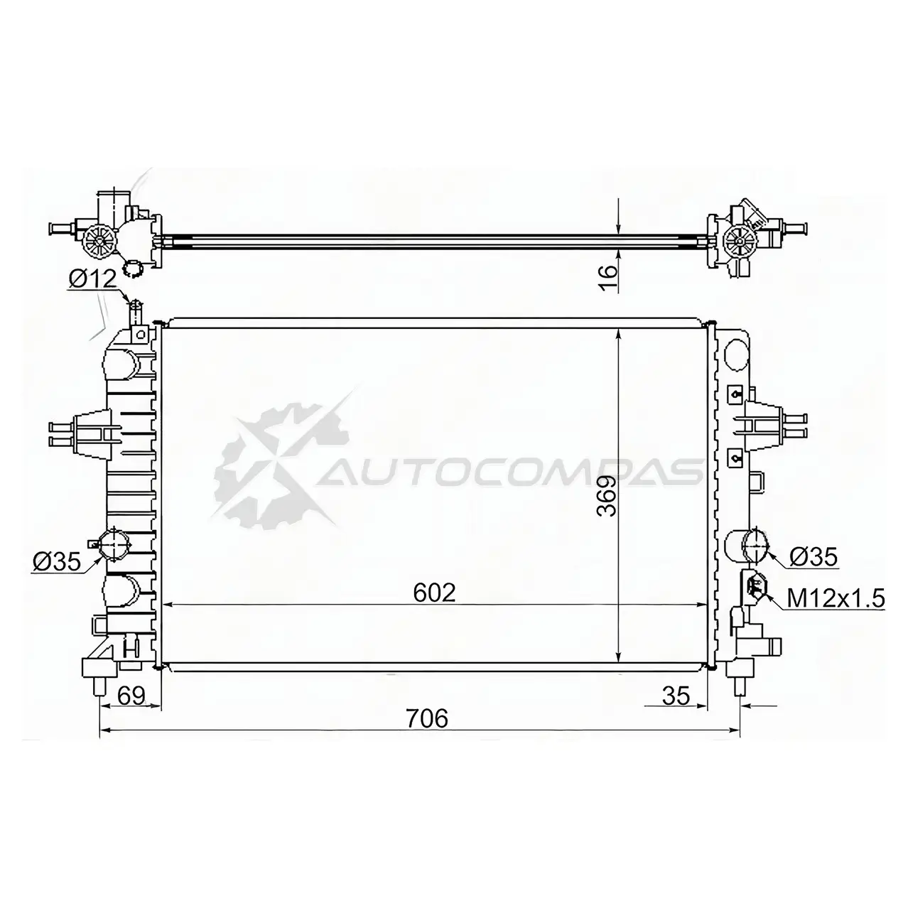 Радиатор OPEL ASTRA H 1.6/1.8 2004-2010 /ZAFIRA B 1.6/1.8 2005 SAT SGOP0006041MTR ZB KV1 1440535238 изображение 0