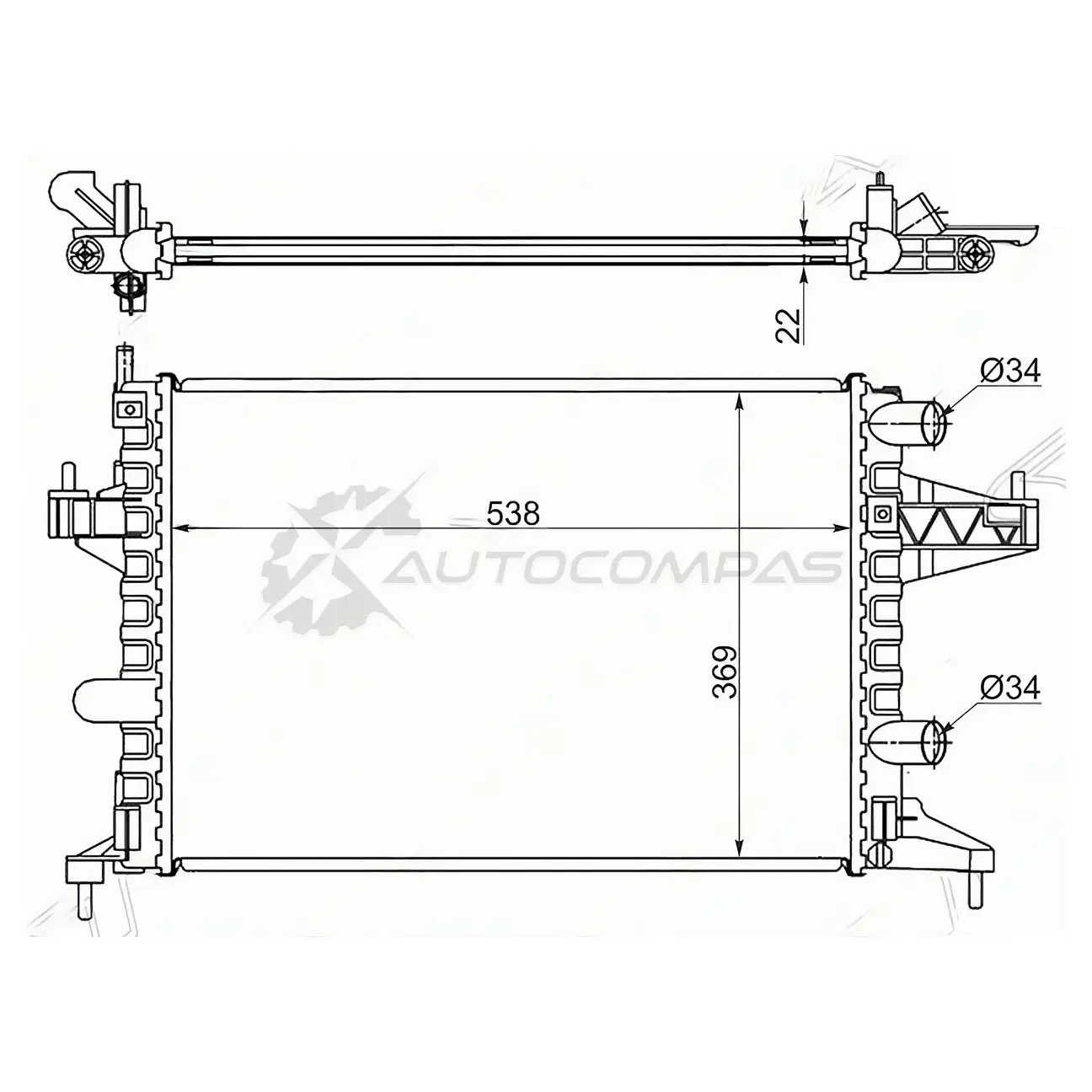 Радиатор OPEL CORSA C 1.0/1.2/1.4 MT 00-07/OPEL COMBO 1.2/1.4 00 SAT 2BWQ RR 1422802242 OP0007