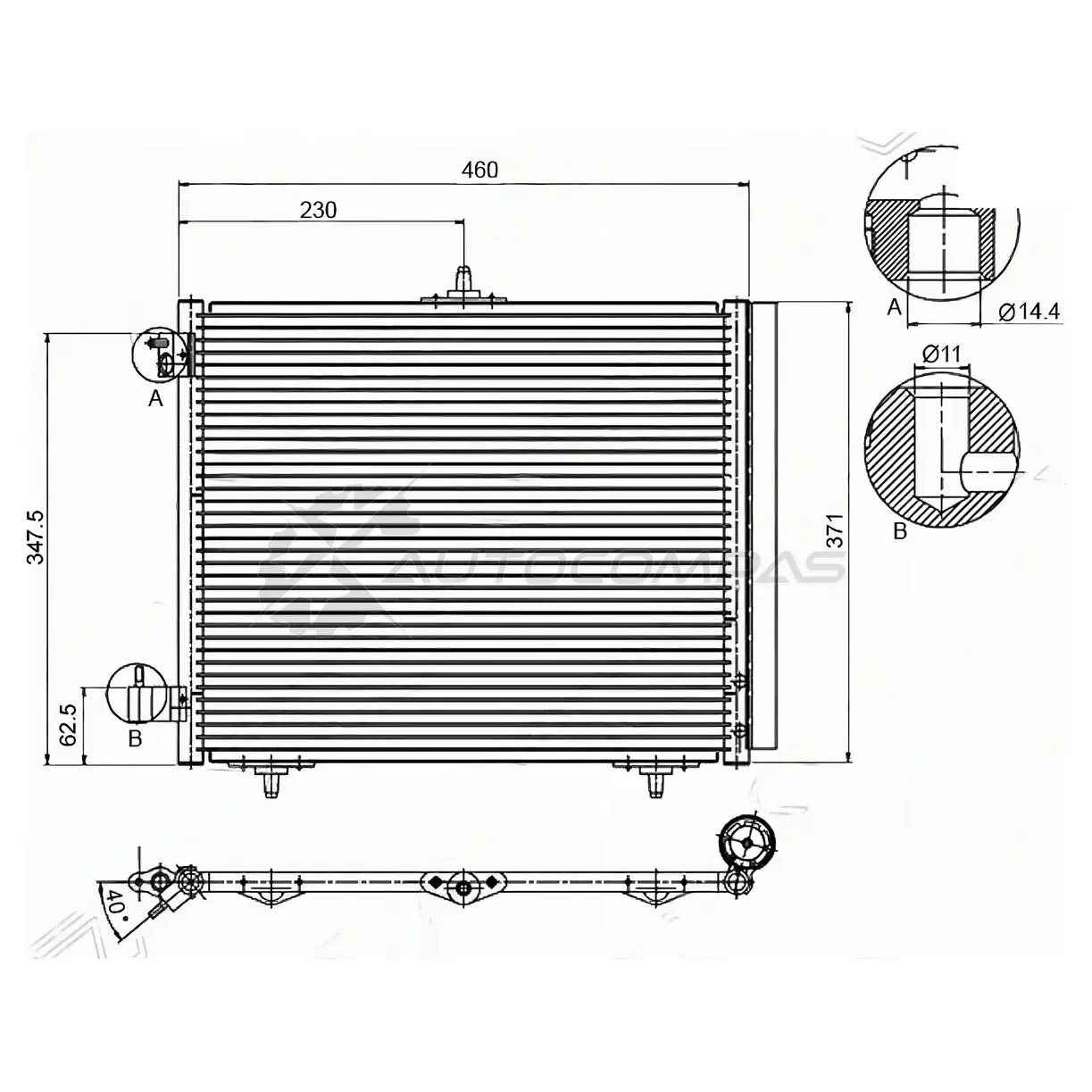 Радиатор кондиционера CITROEN C2/C3 01-09/PEUGEOT 1007/207 05 SAT STPG043940 1422799787 W179Z 2 изображение 0