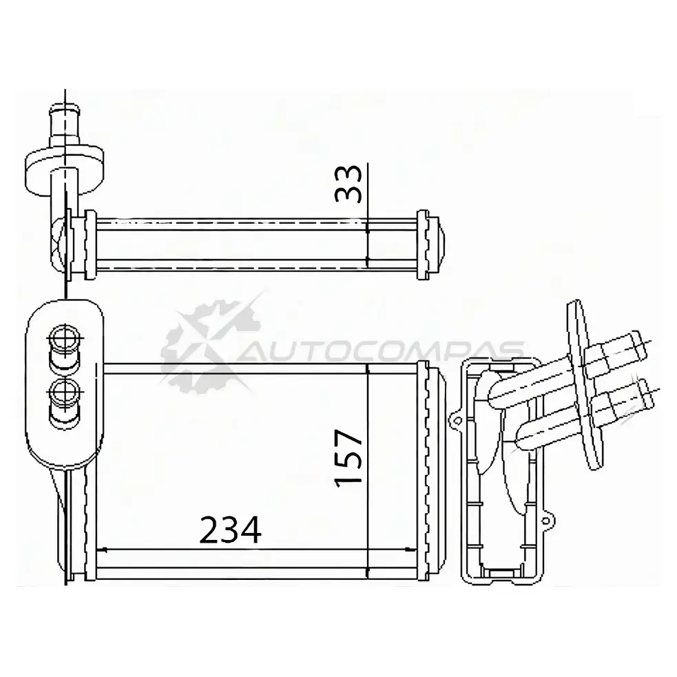 Радиатор печки, теплообменник AUDI A3 96-98/SKODA OCTAVIA 98-98/VOLKSWAGEN GOLF 91-98 (трубчатый) SAT IQ7KRF 7 1440989471 ST870022