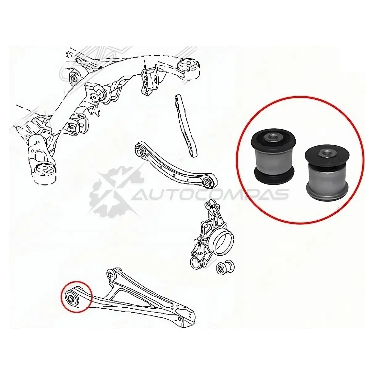 Сайлентблок задней подвески AUDI Q7 06-15/VOLKSWAGEN TOUAREG 03-/PORSCHE CAYENNE 02-10 SAT ST7L0505311BB 9A MTT6 1422873128