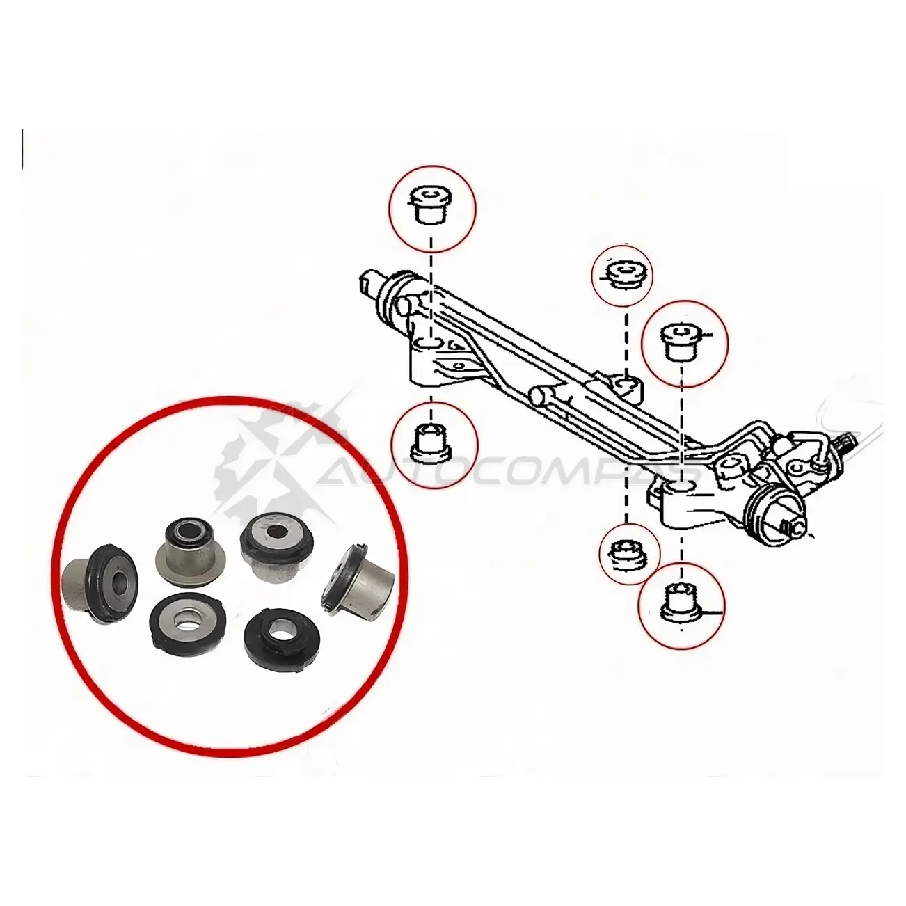 Сайлентблок рулевой рейки (комплект) Toyota LAND CRUISER 200/SEQUOIA 07-/LEXUS LX 570 07 SAT K8O8 ZUD 1422874210 ST4420060170B изображение 0