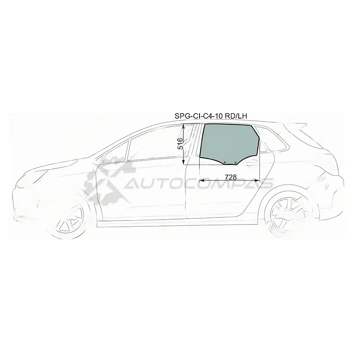 Стекло заднее левое опускное CITROEN C4 5D HBK 10 SAT Y LS44 SPGCIC410RDLH 1422799884 изображение 0