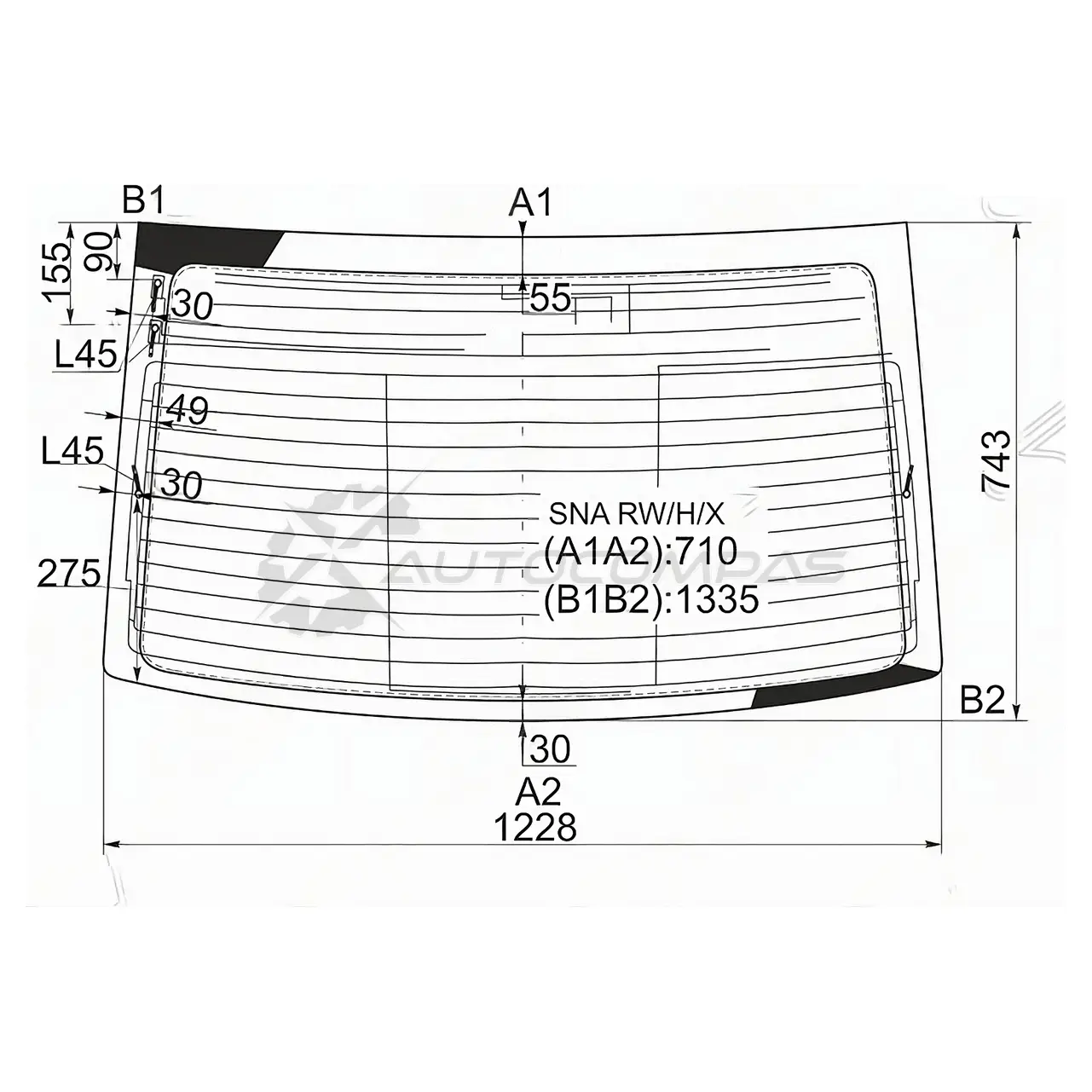 Стекло заднее с обогревом HONDA CIVIC 4D 05-11 SAT 6A D1YSJ SPGSNARWHX 1422804190 изображение 0