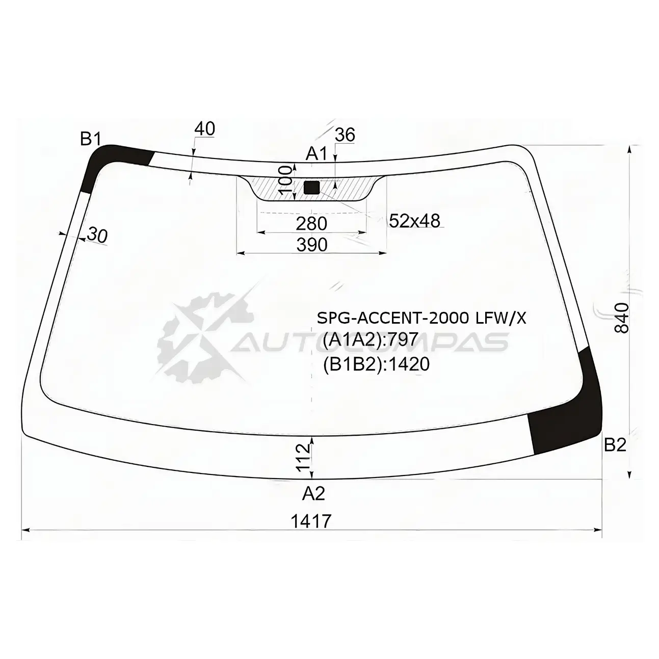 Стекло лобовое HYUNDAI ACCENT (сборка Россия) 4/5D 00-12/VERNA 3/4/5D 00-06 SAT 1422806280 JLO9YS E SPGACCENT2000LFWX изображение 0