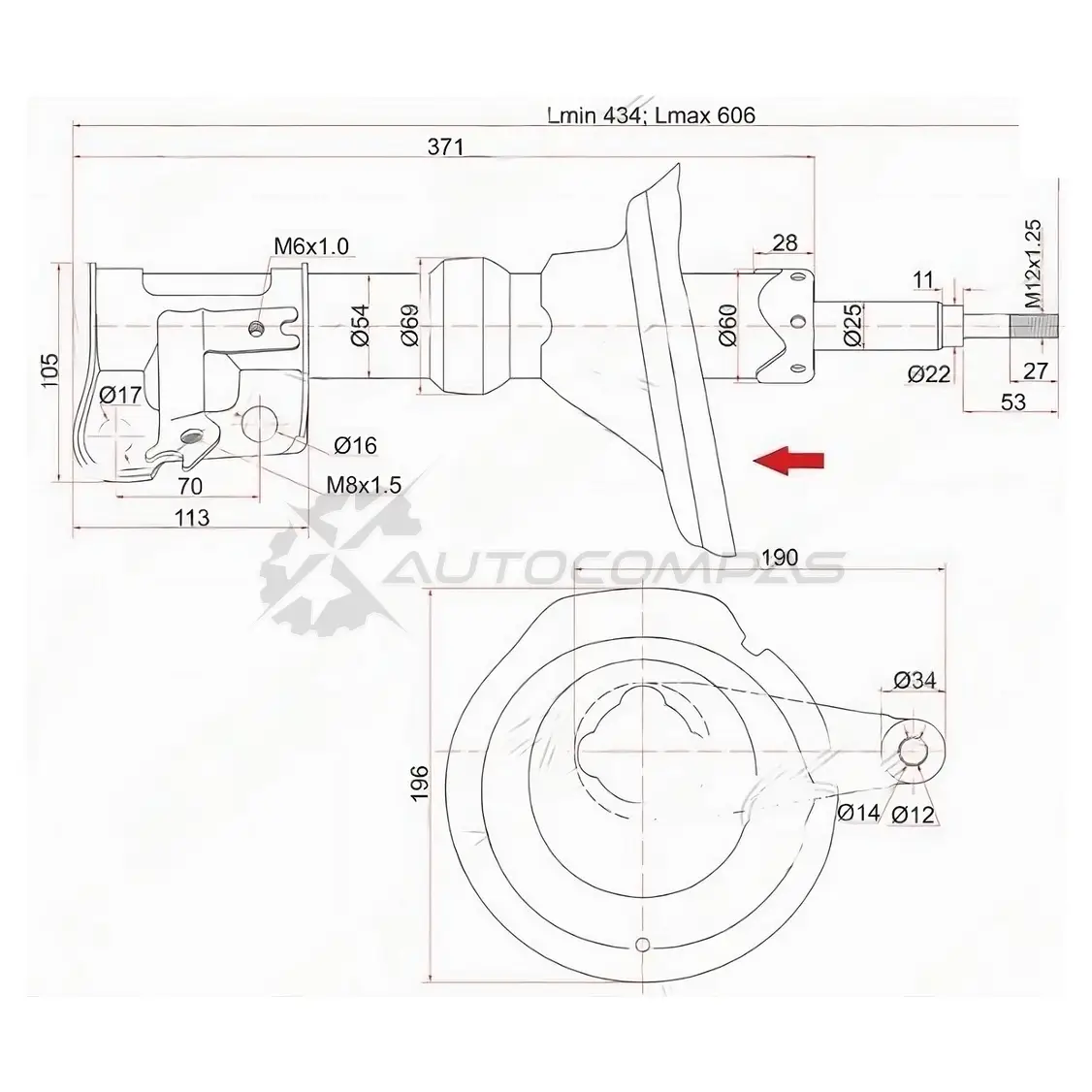 Стойка амортизатора передняя HONDA CR-V 02-06 слева SAT E 88WJRA ST51606S9AA05 1422803037