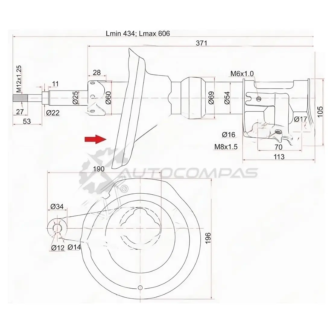 Стойка амортизатора передняя HONDA CR-V 02-06 справа SAT ST51605S9AA05 1422803038 VCNW C изображение 0