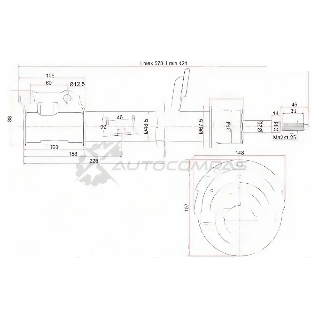 Стойка амортизатора передняя HYUNDAI SOLARIS/ACCENT/KIA RIO справа SAT 40Q4 VOF ST546604L100 1422805423 изображение 0