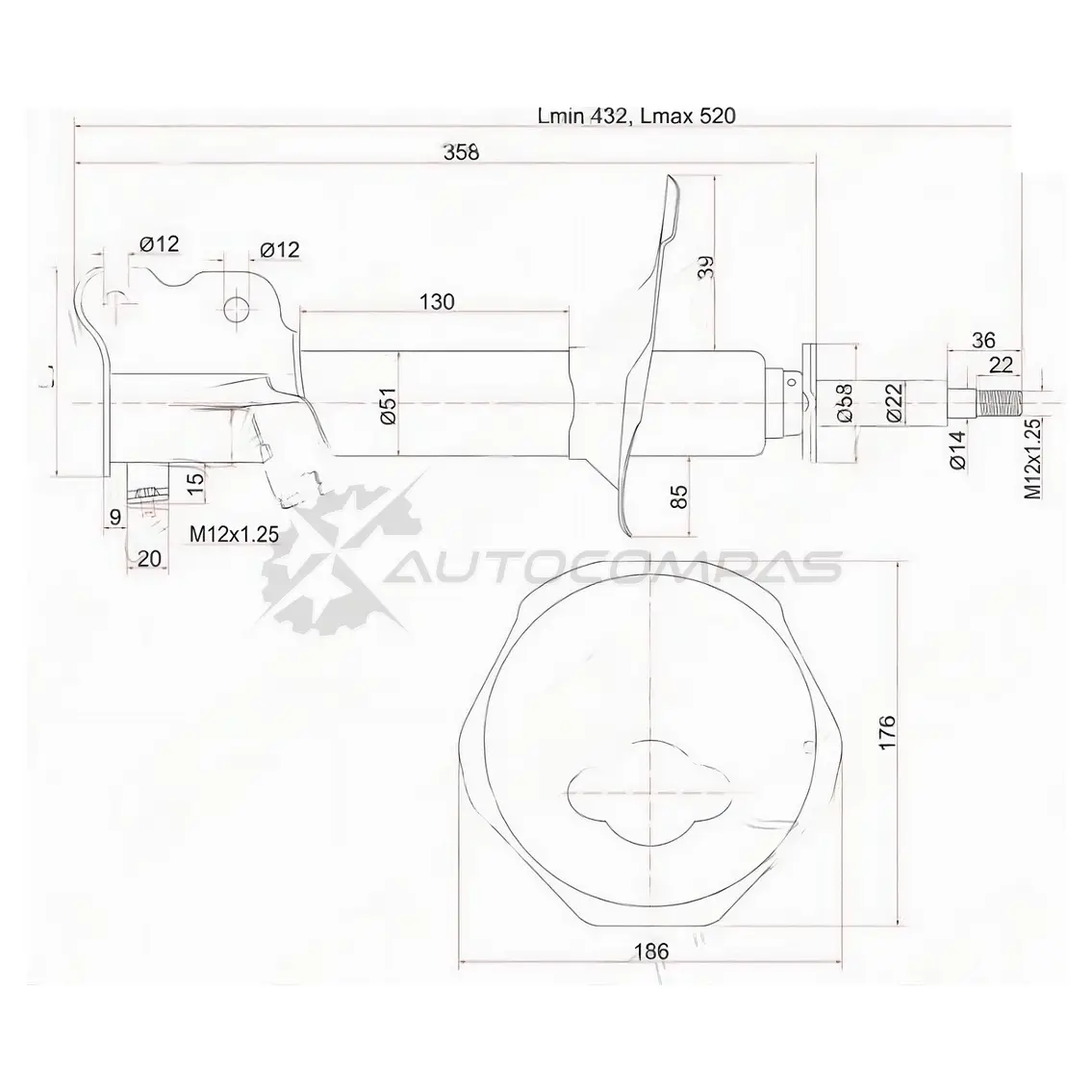 Стойка амортизатора передняя NISSAN AVENIR/EXPERT 98-05/BLUEBIRD/ALTIMA 91-95 справа SAT 1422817039 6DKD I5X ST54302WA400