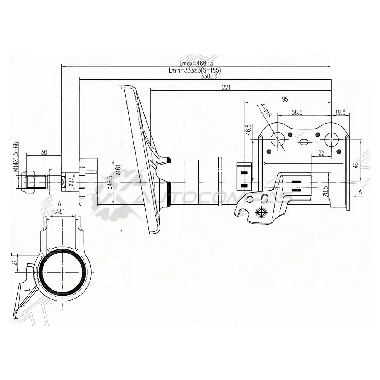 Стойка амортизатора передняя Toyota CARINA/CALDINA/CORONA 92-02 слева SAT 7I2 RDI 1422828305 ST4852029205 изображение 0