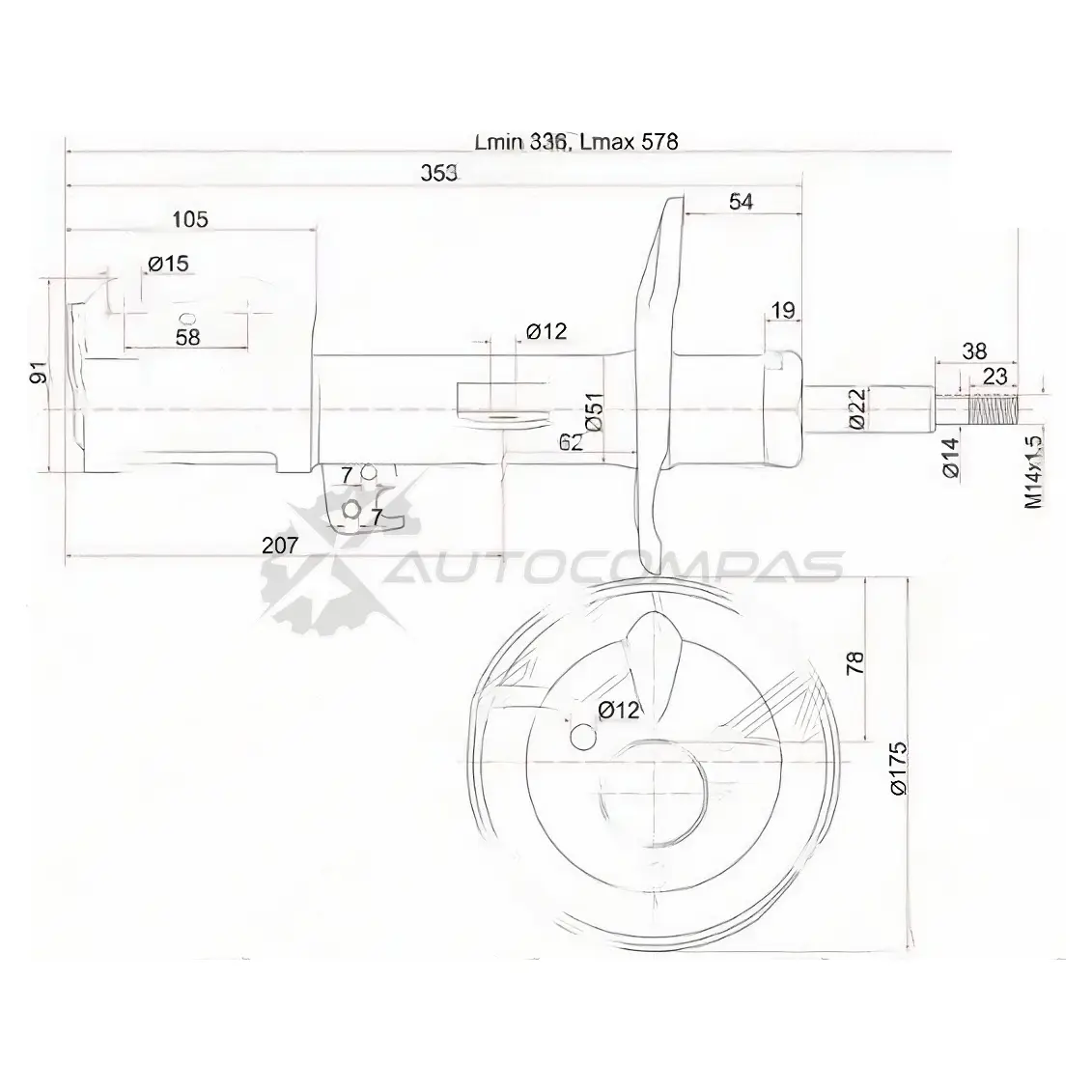 Стойка амортизатора передняя Toyota COROLLA AXIO/FIELDER 06- слева SAT 1422828325 G RZTU ST4852080114 изображение 0