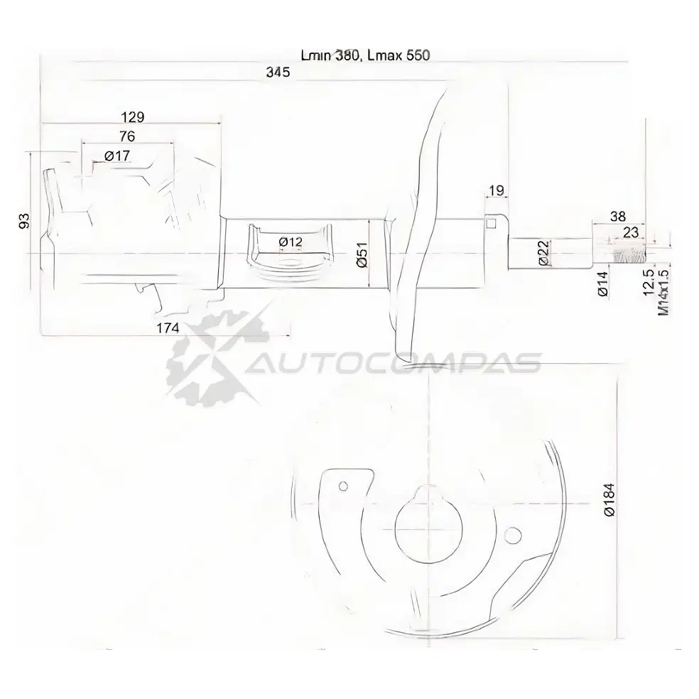 Стойка амортизатора передняя Toyota COROLLA/AURIS/RUMION 07- справа SAT 1422828302 AL2V 8O8 ST4851080385 изображение 0