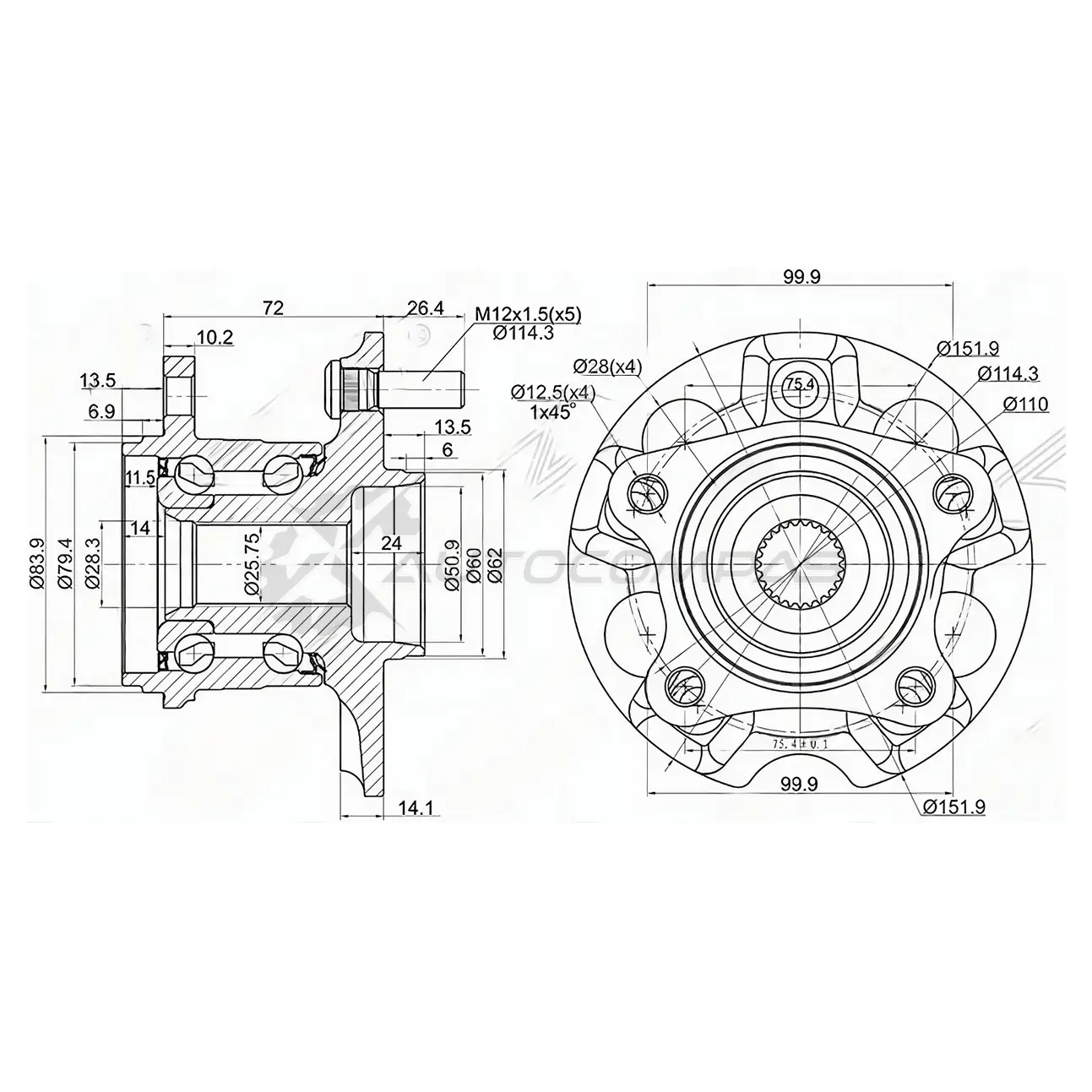 Ступица с подшипником задняя Toyota KLUGER/HARRIER CU25,CU35 &039,03 SAT V BJ3RZ ST4241048041 1422823190