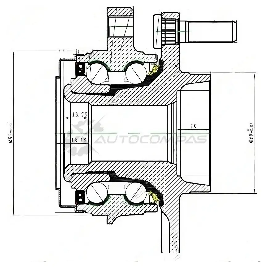 Ступица с подшипником передняя левая NISSAN TEANA PJ32(VQ35)/MURANO PNZ51(VQ35) (32 шлица) SAT ST40203JP11A CQRS R4 1422815165