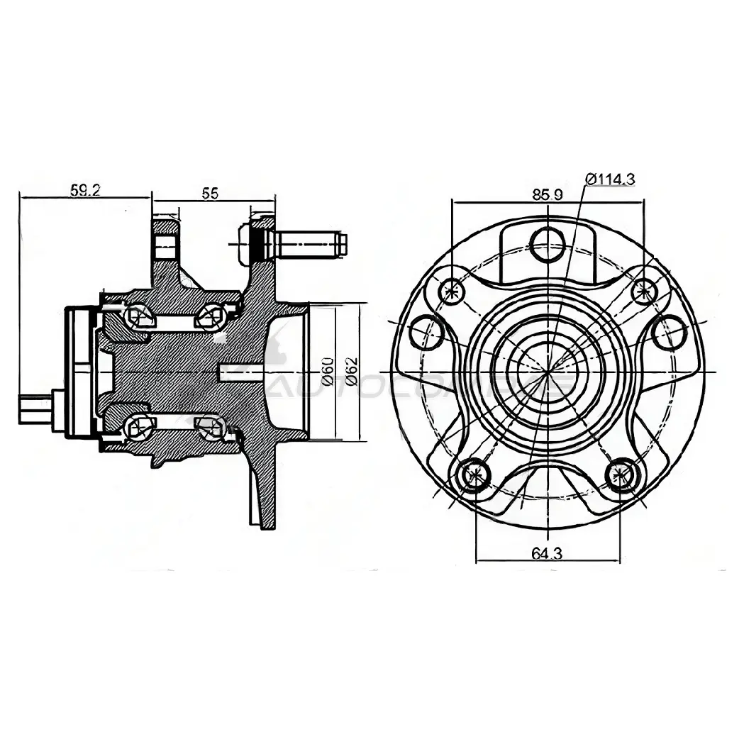 Ступица с подшипником передняя правая Toyota MARK X/LEXUS GS300 05 SAT ST4355030010 1422823538 RVT QR