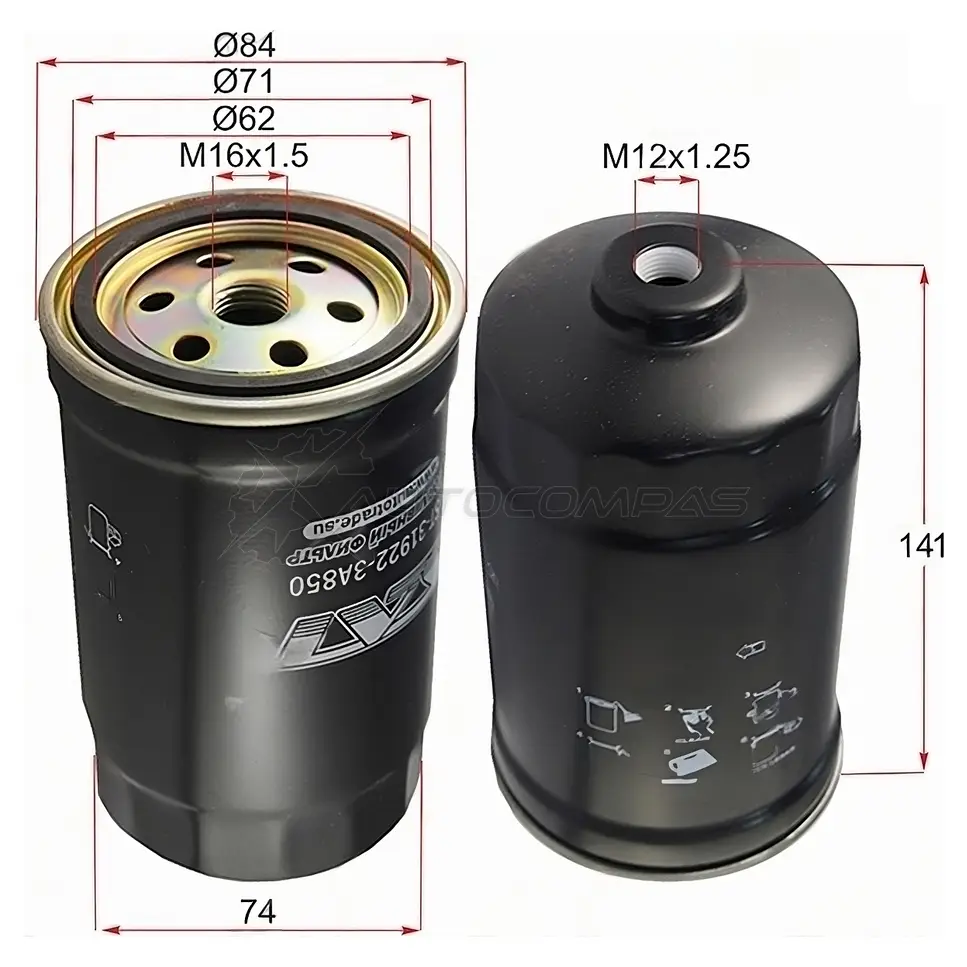 Топивный фильтр HYUNDAI TUCSON 2,0 04-06/SANTA FE 2,0 00-06/TRAJET 2,0 00-04/KIA CERATO 04-06 Diese SAT 1422807051 A W2VHL ST319223A850