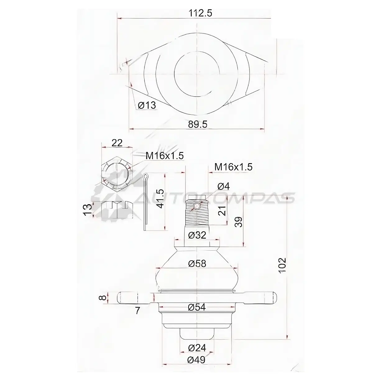 Шаровая опора нижняя передний Toyota Estima 90-99 SAT 1422823264 ST4333029235 QQG JO1