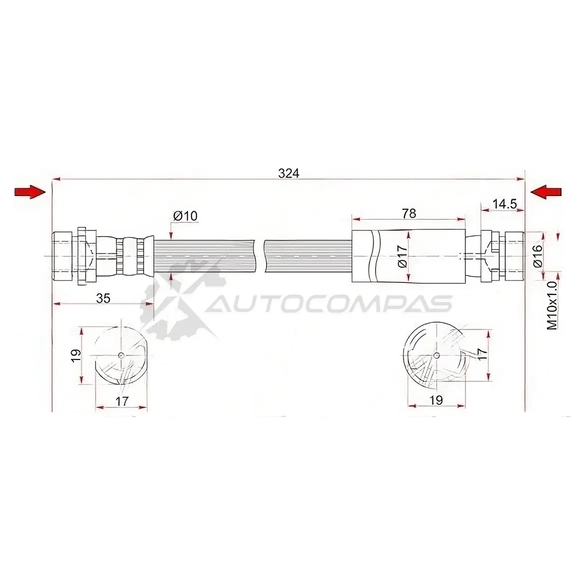 Тормозной шланг задний (Таиланд) MAZDA 2/DEMIO/VERISA/FORD FIESTA/FUSION 02- слева=справа SAT B 8A3P 1422800698 STD43643810