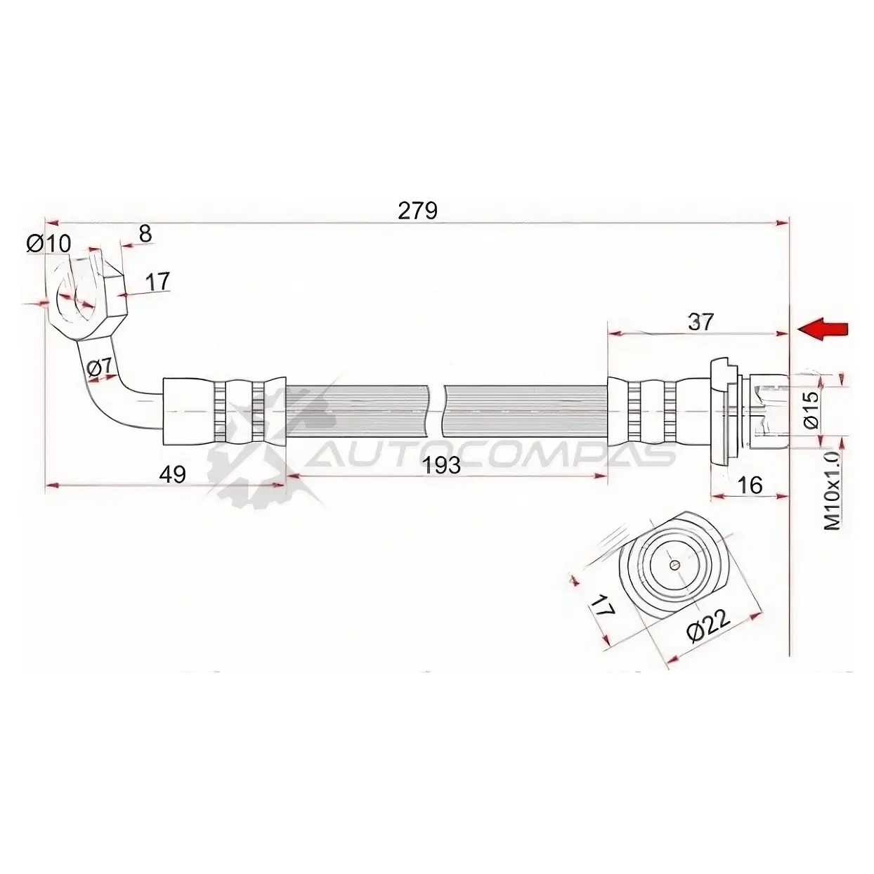 Тормозной шланг задний (Таиланд) Toyota LAND CRUISER/PRADO/LEXUS LX470 98- слева SAT ST9094702A08 KJR9DW T 1422822501
