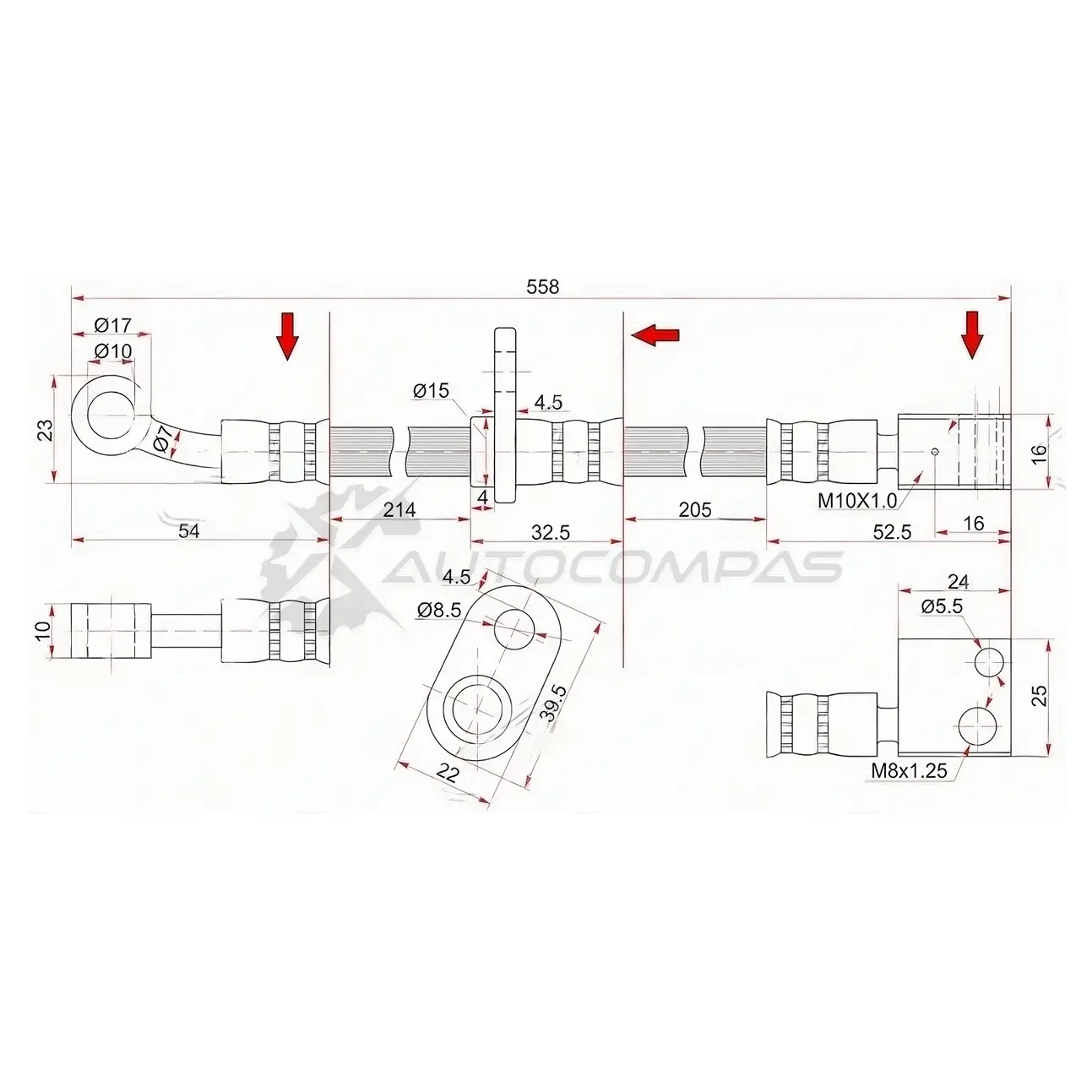 Тормозной шланг перед (Таиланд) HONDA CITY/FIT/JAZZ 01-/AIRWAVE/PARTNER 05- справа SAT GDR A2 ST01464SAA000 1422802846